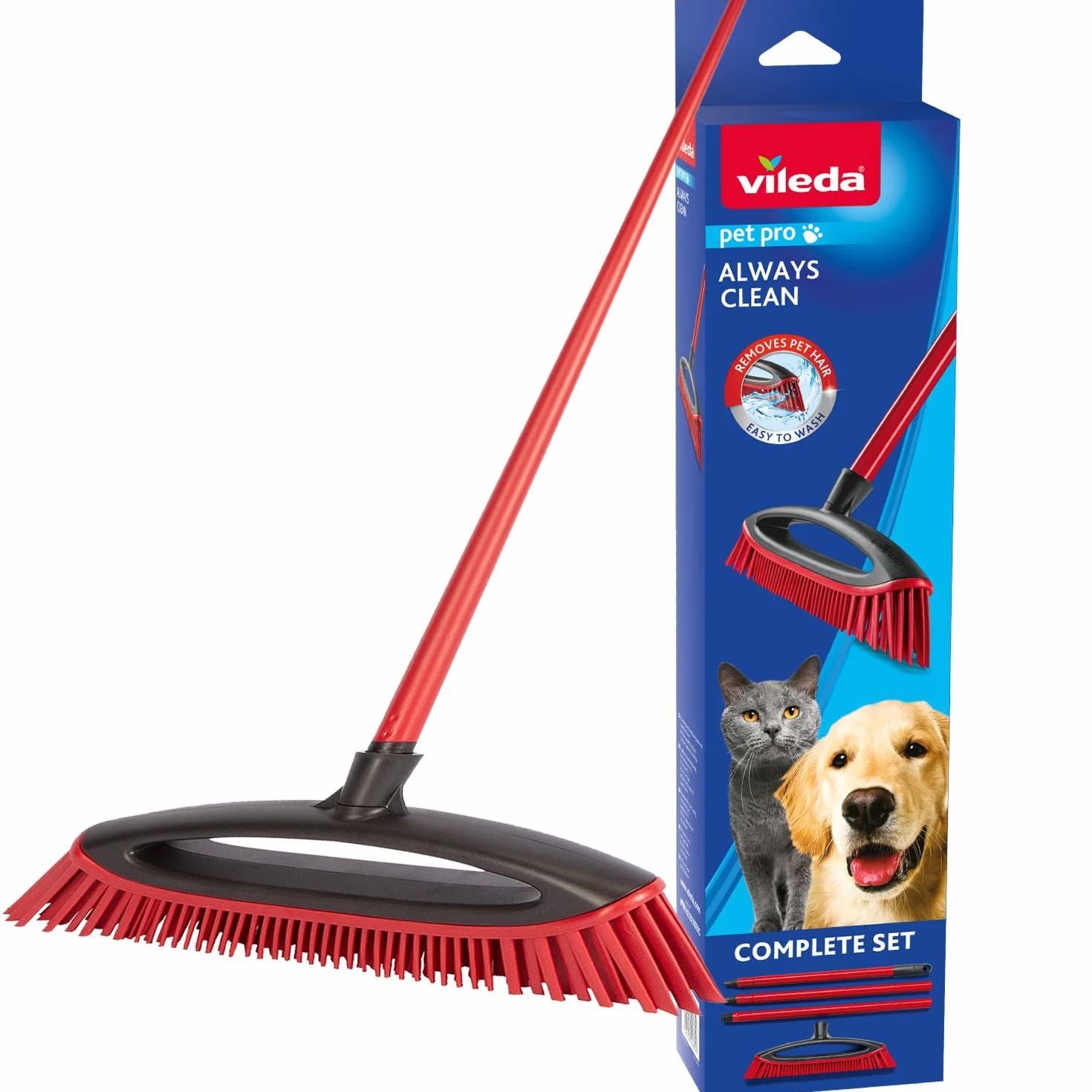 Vileda Pet Pro Always Clean scopa in gomma per peli animali domestici tutti i pavimenti