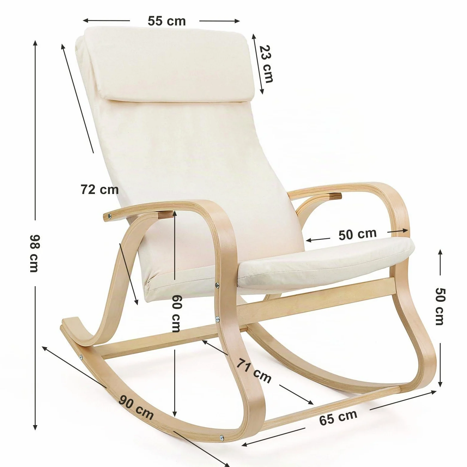 Songmics LYY30M Poltrona a Dondolo, Beige, 65 x 90 x 98 cm