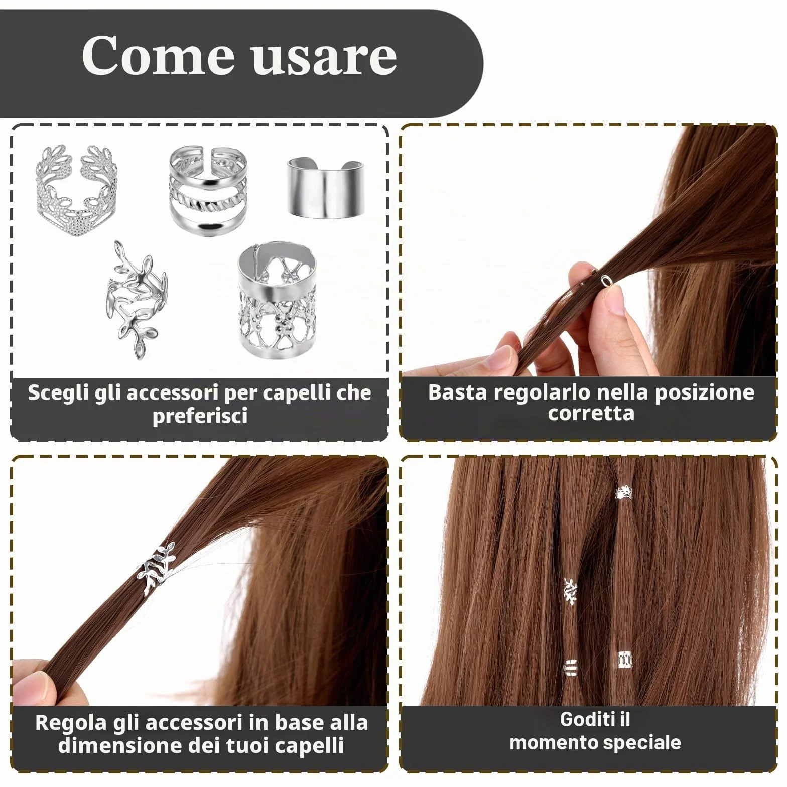 Molain 50 Pezzi Perline Regolabili in Metallo per Dreadlocks Gioielli Capelli Festival