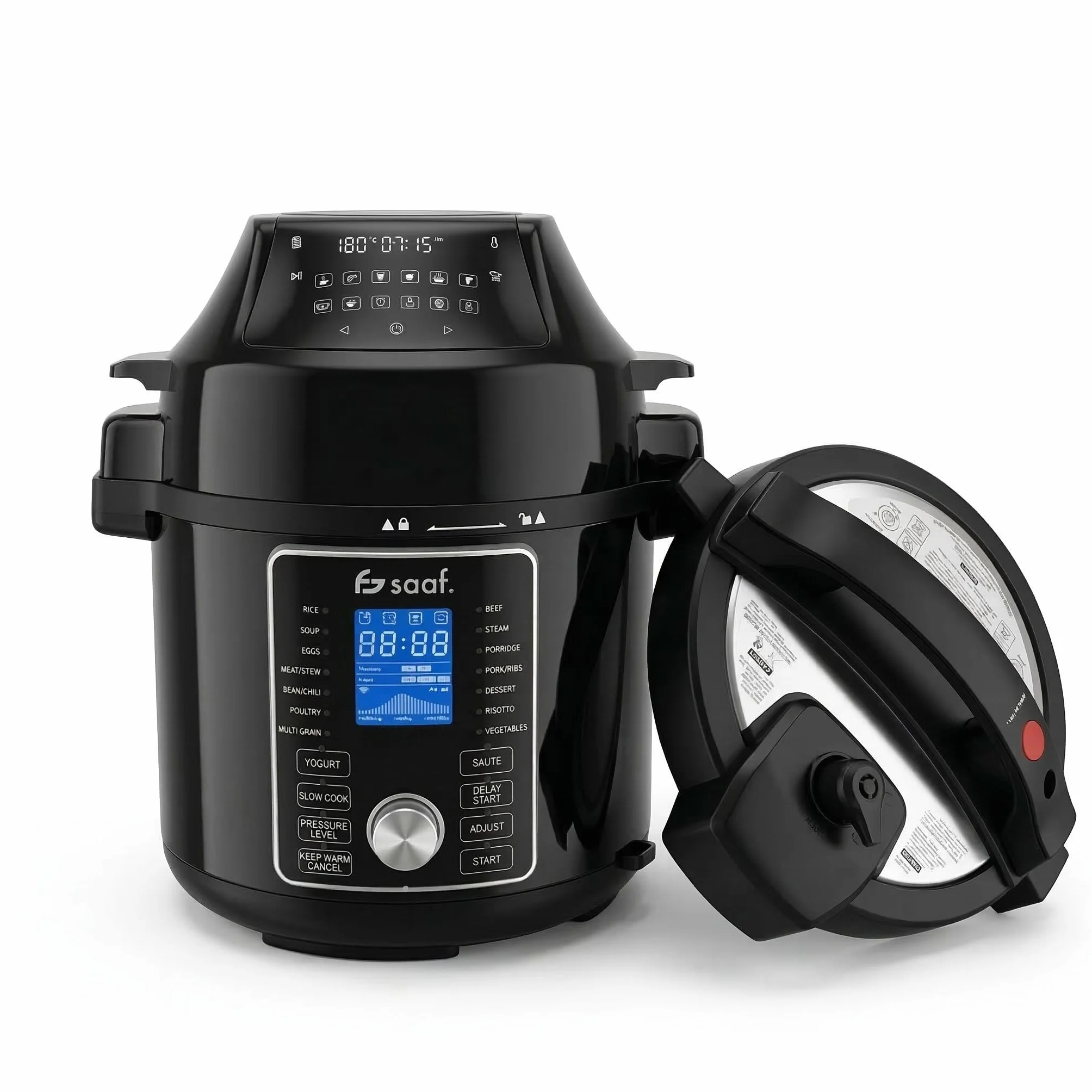 Saaf Multicooker con Airfryer 6L Set 15 Pezzi 24 Programmi Slowcooker Digitale