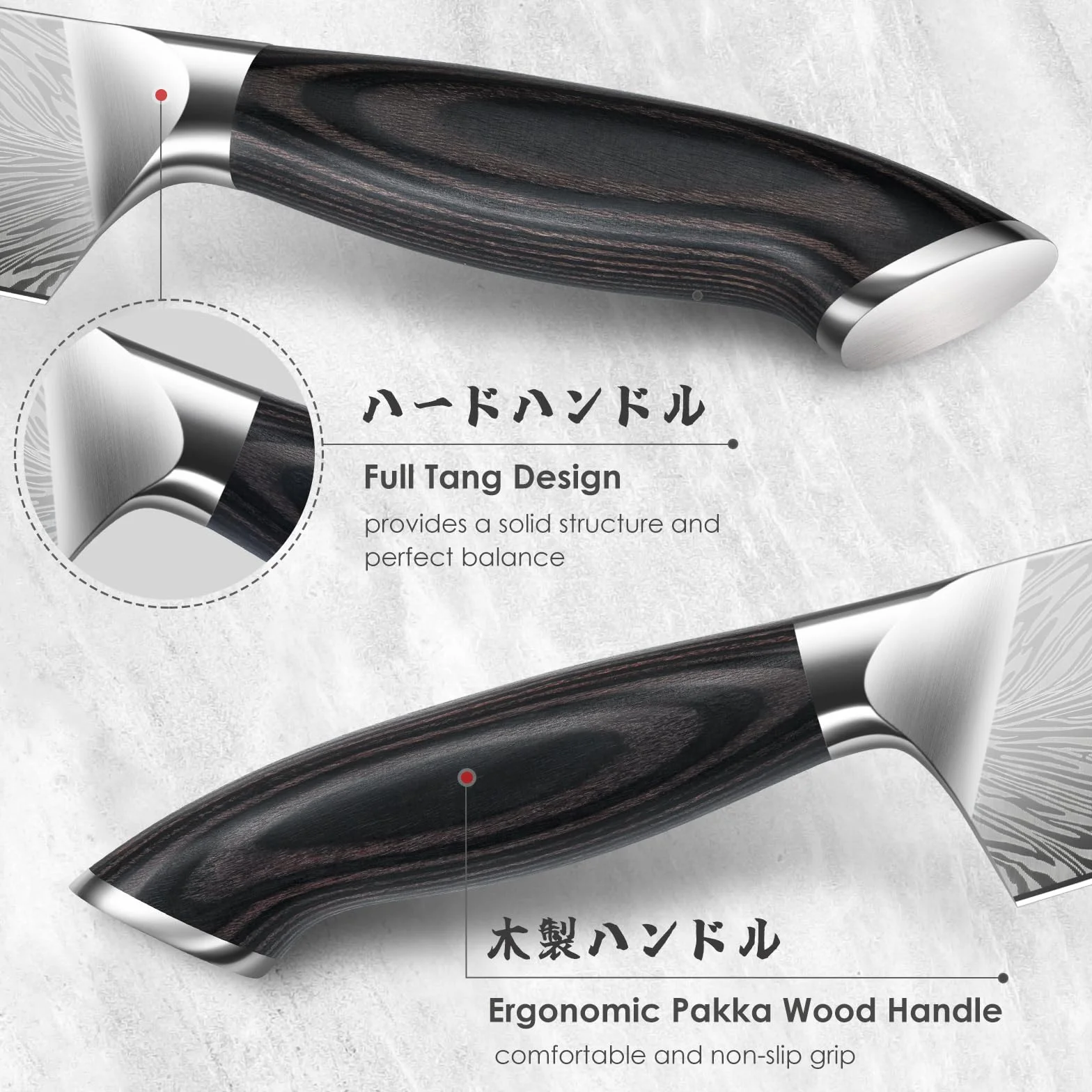 SHAN ZU Coltello da Chef in Acciaio a Polvere, Coltelli da Cucina Giapponese 20cm Professionali ad Alto Contenuto di Carbonio Ultra Affilato Coltello Multiuso con Manico Full Tang Pakkawood