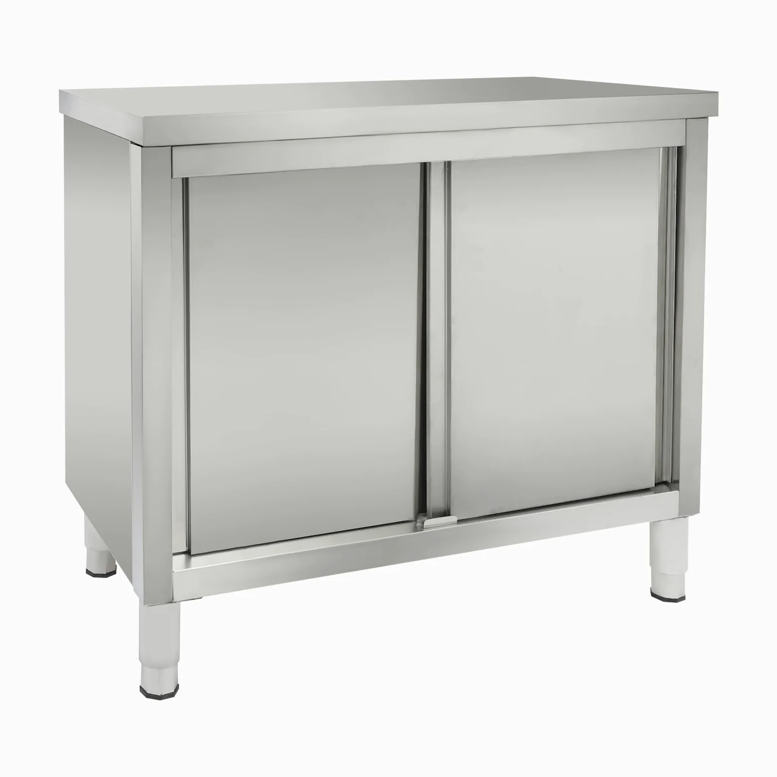 Armadio da lavoro con ante scorrevoli, piano da lavoro in acciaio inox, armadio con piano da lavoro per cucina, armadio autoportante in acciaio inox, tavolo in acciaio inox per cucina