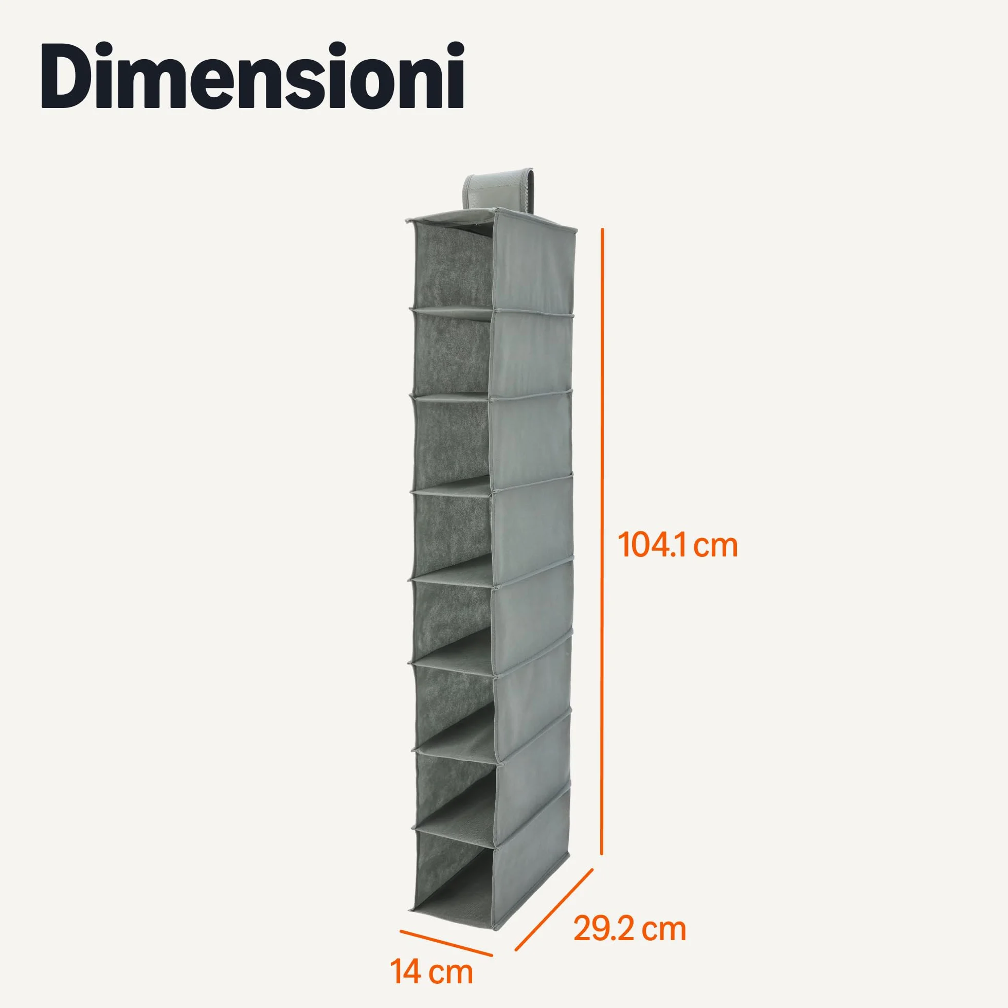 Amazon Basics Scarpiera da appendere a 8 ripiani, Gris Oscuro, 29,2 x 14 x 104,1 cm