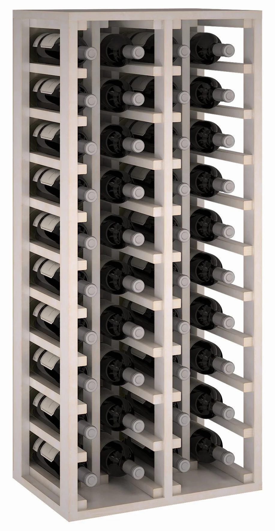 Portabottiglie, 4 Moduli, capacità 40 Bottiglie, Legno, Bianco, 105 x 44 x 32 cm
