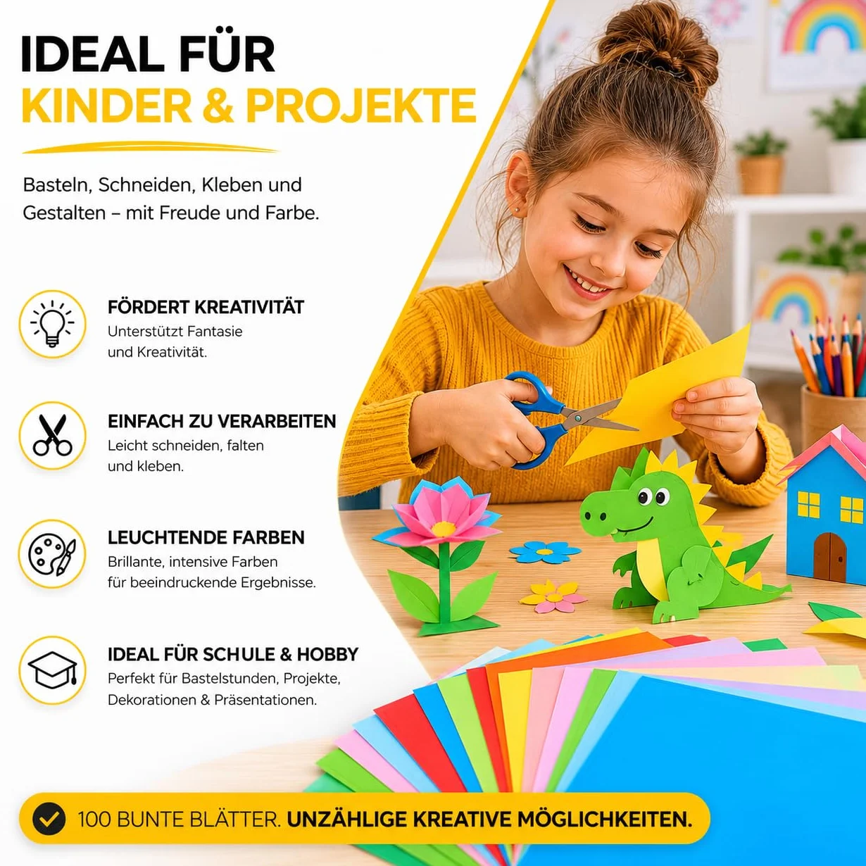 Carta colorata 140 g/m² 100 fogli - Cartoncino da bricolage per stampanti