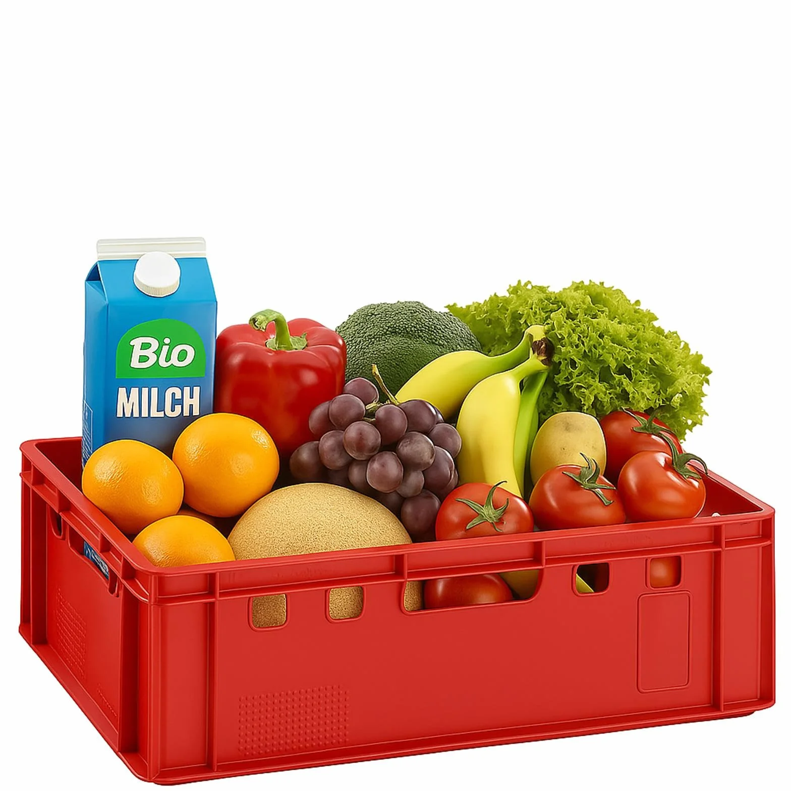 BURI 1 cassetta per carne E2, rosso, 60 x 40 x 20 cm, per macellaio, per uso alimentare, robusta, impilabile