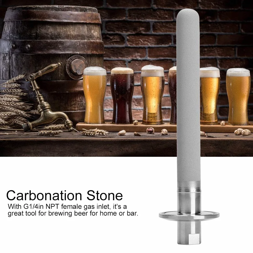 Pietra per Carbonatazione in Acciaio Inox 316, 15,2 cm, Diffusore per Birra con Ingresso G1/4 NPT