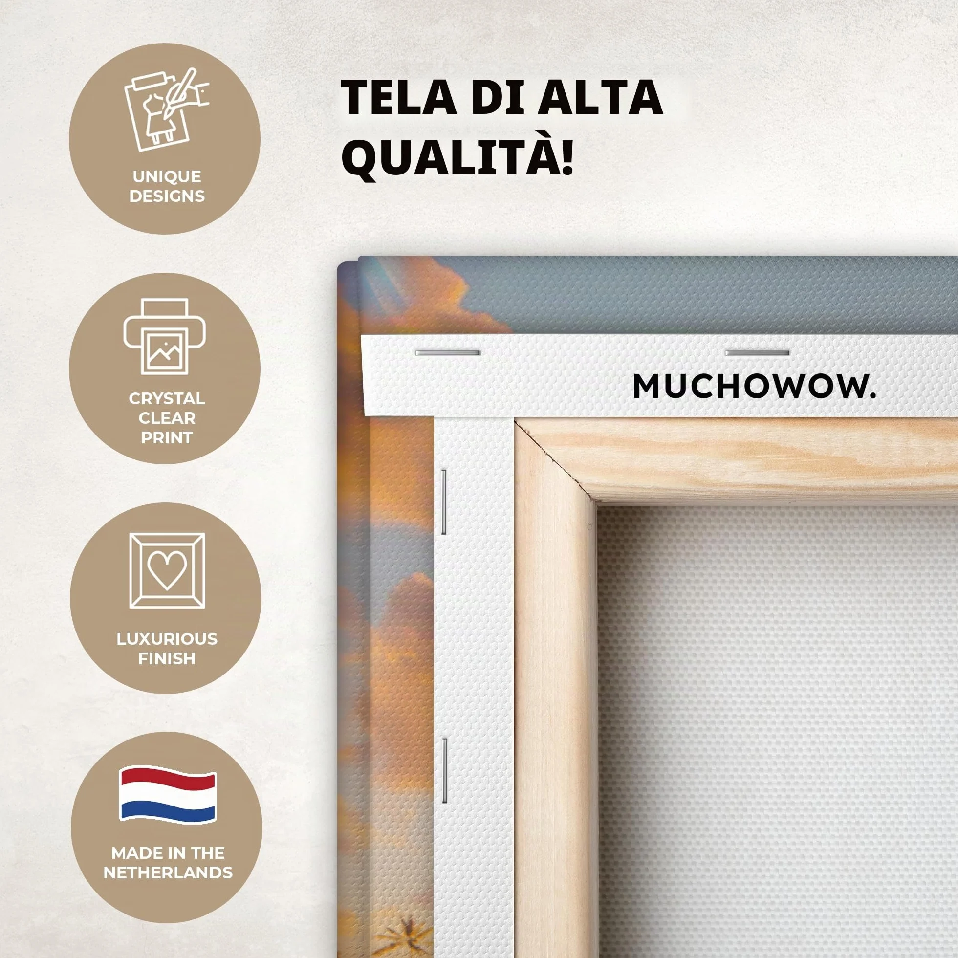 MuchoWow Quadro Camera Da Letto 120x80 cm Tela Stampe Poster Tramonto Spiaggia Mare Blu