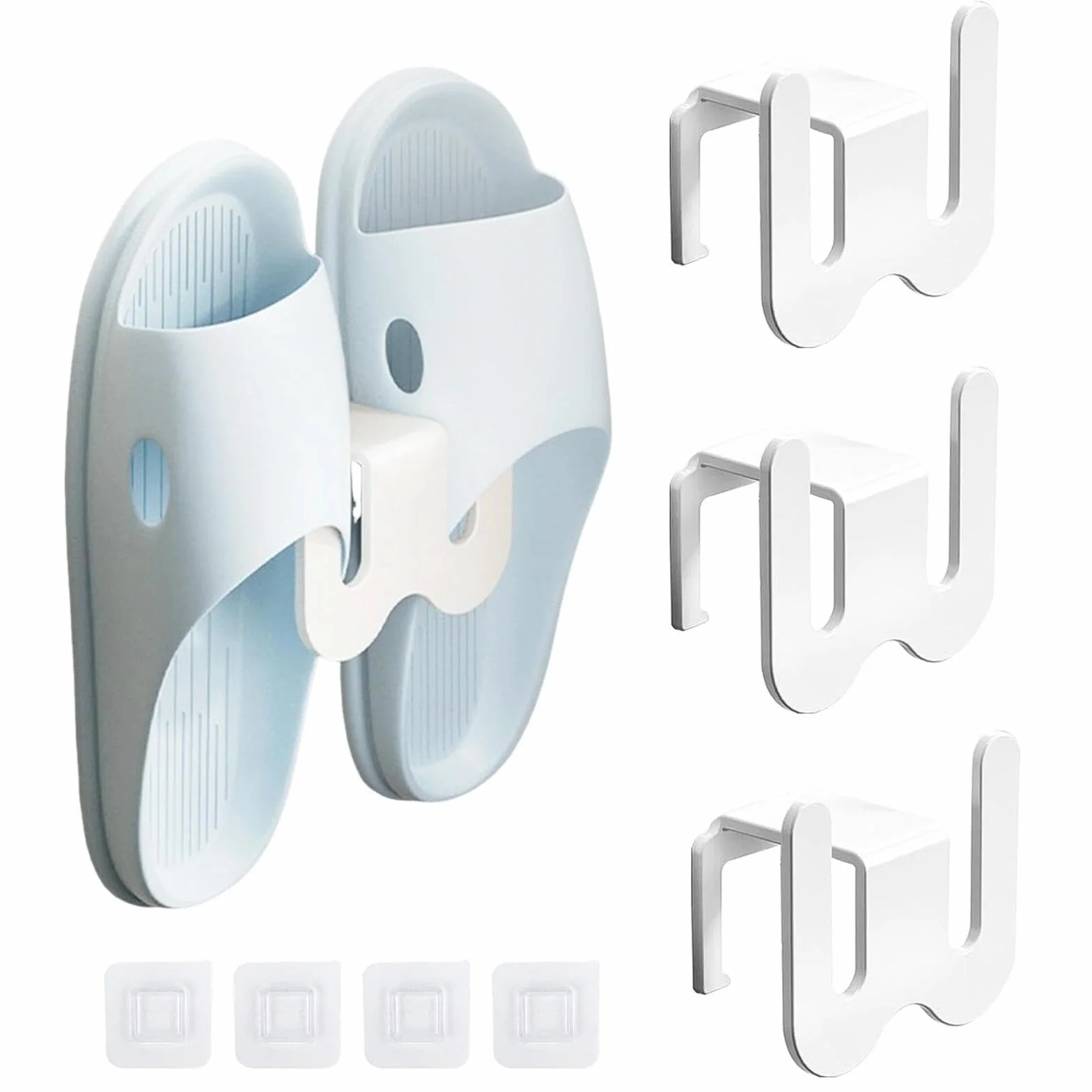 Portascarpe da Muro in Alluminio, Bianco, Autoadesivo, Multifunzionale, 4 Pezzi, Portata 5 kg