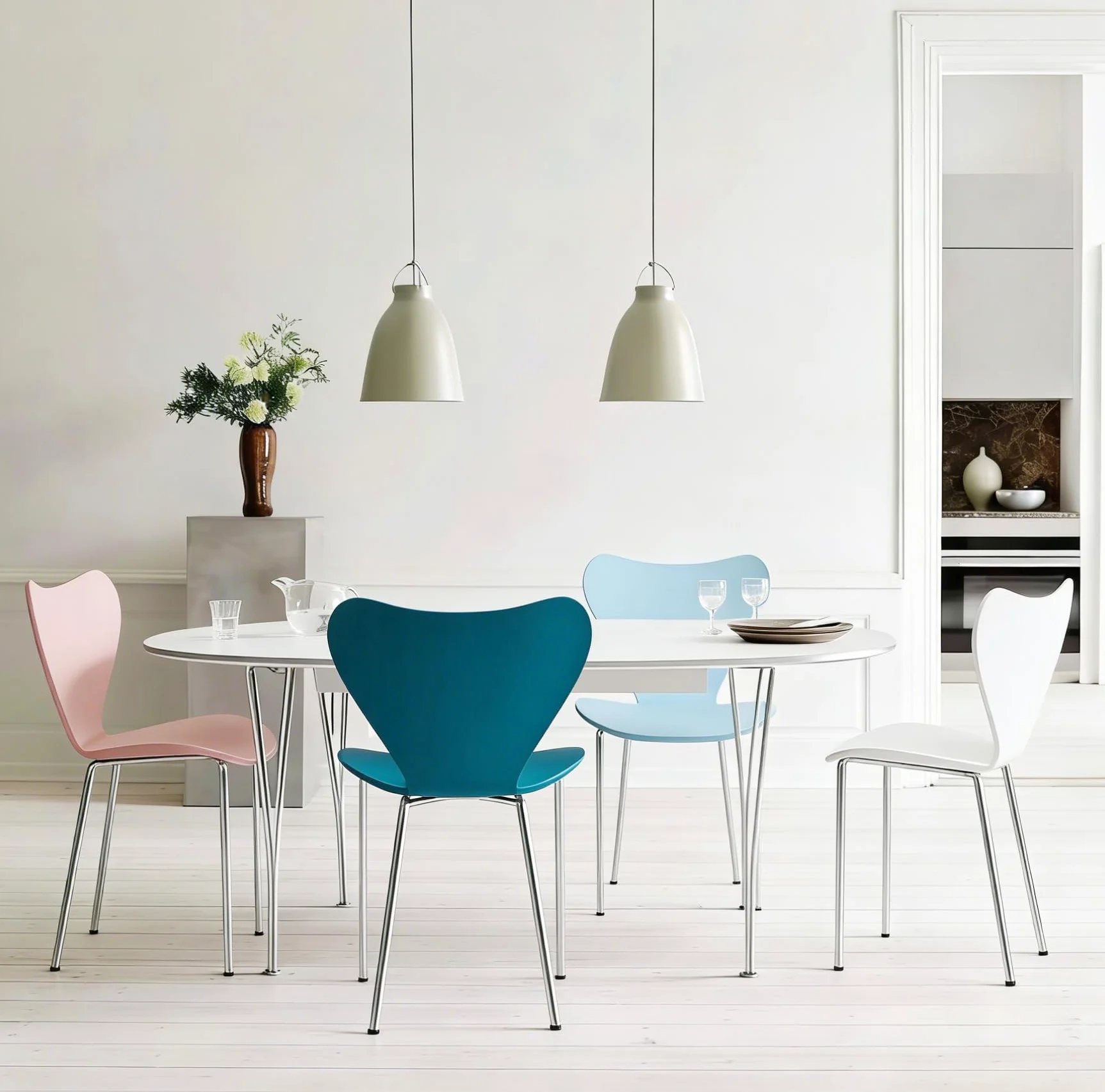 Set di 4 Sedie da Pranzo impilabili Sedia Polipropilene Sedie in Plastica Sedie da cucina adatte per Sala da Pranzo, Cucina, Soggiorno, Giardino, Bianco Blu Verde Rosa
