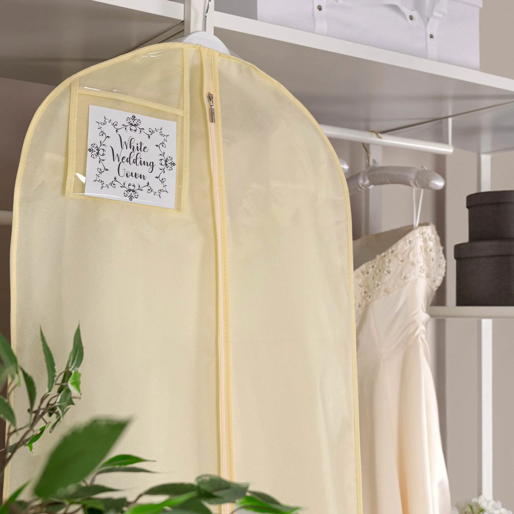 Hangerworld Custodia Porta Abito da Sposa 183cm Traspirante Bianco Avorio con Cerniera Lampo