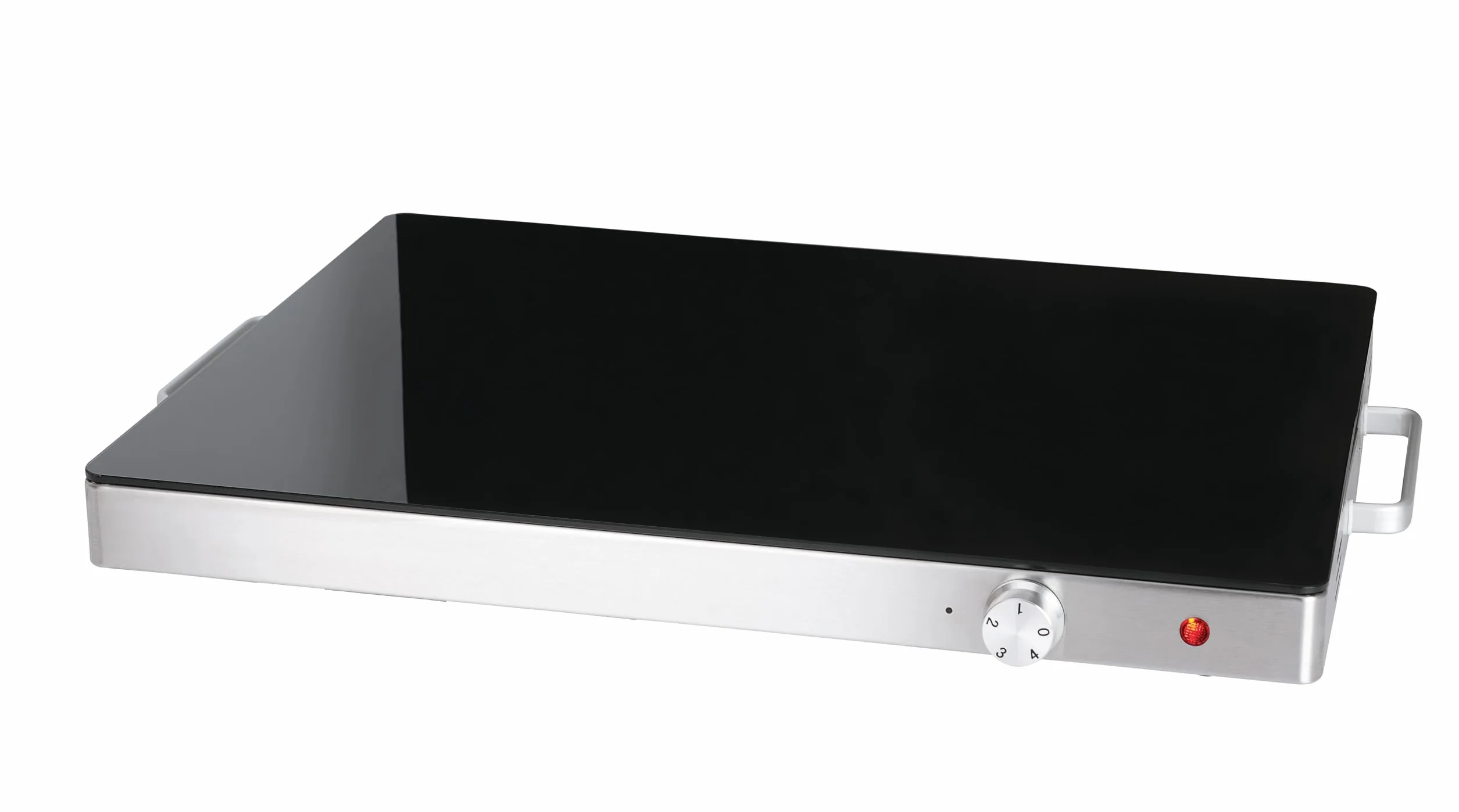 Piastra scaldavivande HWT140, vetro temperato, controllo manuale, 400W, piedini antiscivolo, protezione anti-surriscaldamento, indicatore di funzionamento, argento/nero