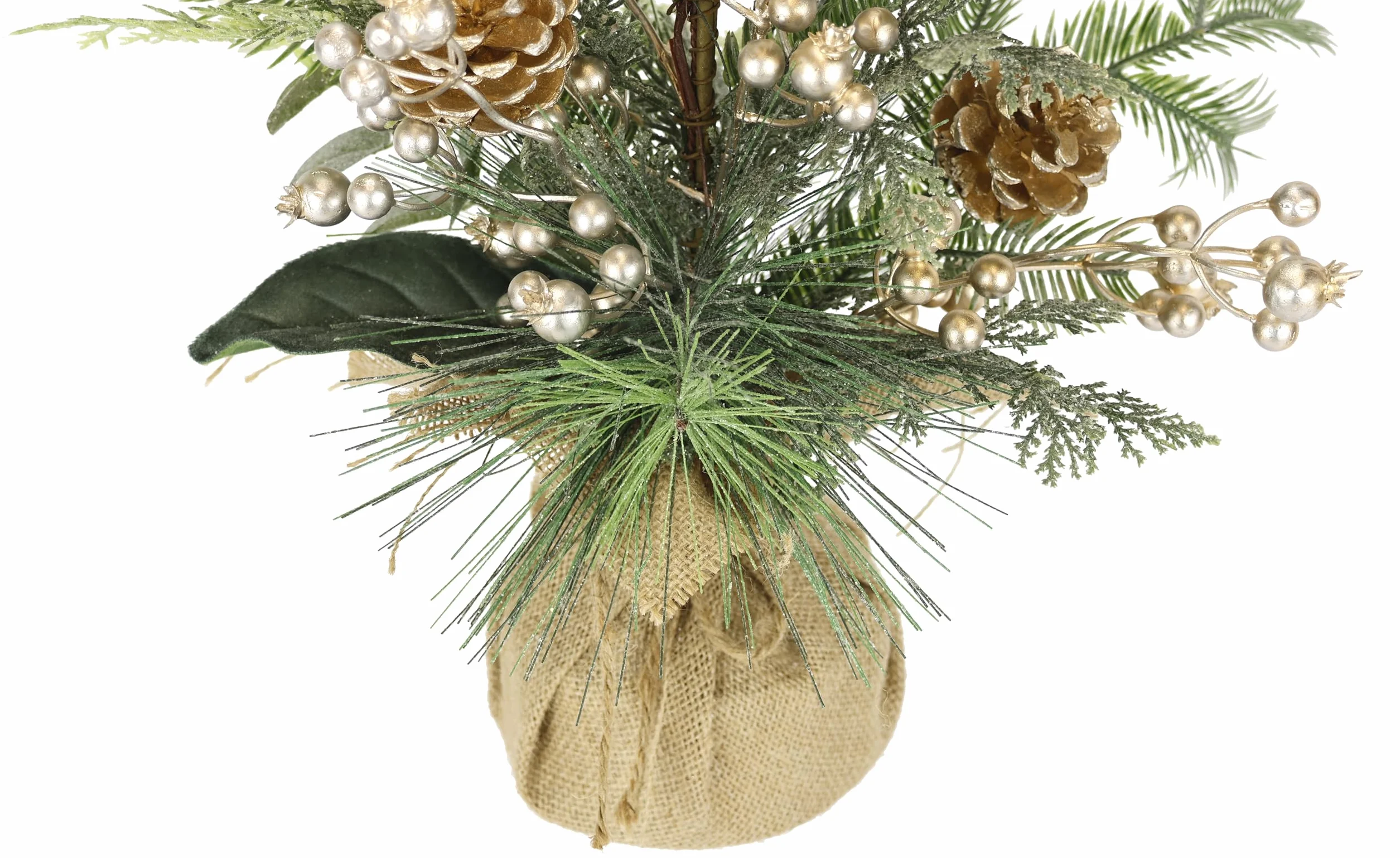 Composizione di abete, bacche/coni in vaso, composizione natalizia, fiori artificiali, fiori artificiali, fiori invernali, piante, rami, composizione natalizia, decorazione da tavolo