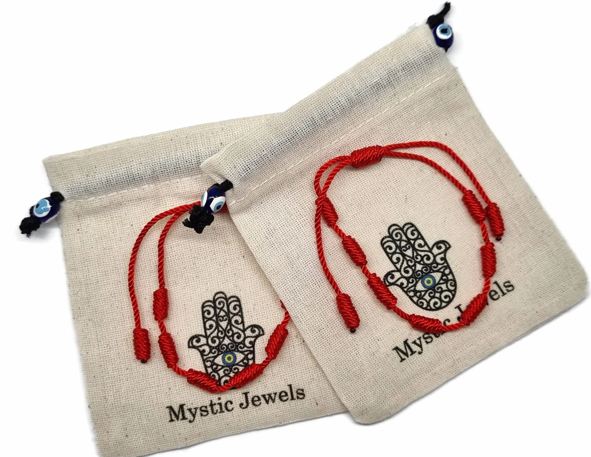 MYSTIC JEWELS By Dalia Braccialetto Cabala Cordoncino Filo Rosso 7 Nodi Regolabile Protezione Malocchio Portafortuna