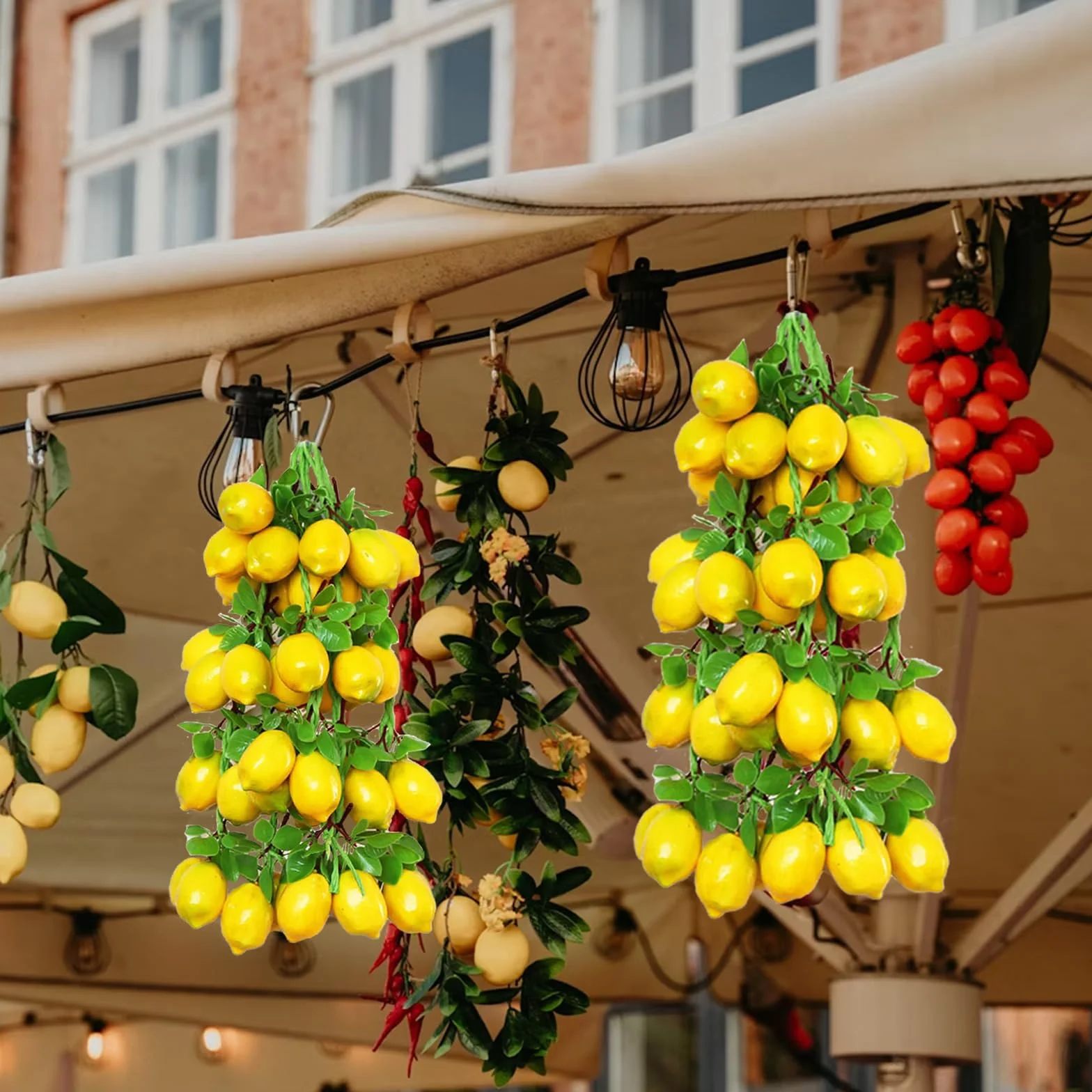 Limoni Artificiali Frutta Finta Confezione da 2 Corde Appendere Decorazioni Casa Cucina Oggetti Fotografici