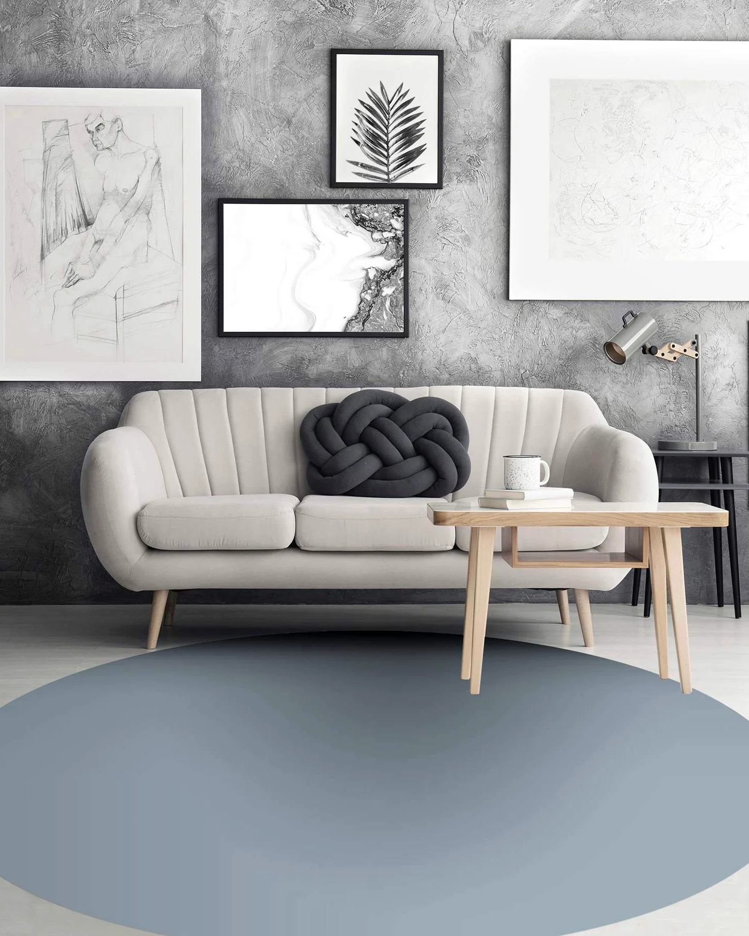 Panorama Tappeto Vinile Rotondo Cucino Bagno - Modello Blu Tinta Unita 150x150 cm - Varie Dimensioni