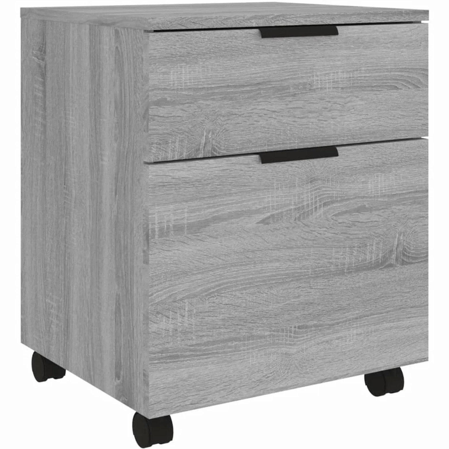 Gecheer Raccoglitore mobile con ruote Sonoma grigio 45 x 38 x 54 cm legno, portaoggetti per documenti a rotelle con cassetto e vano, armadio laterale per ufficio a casa soggiorno