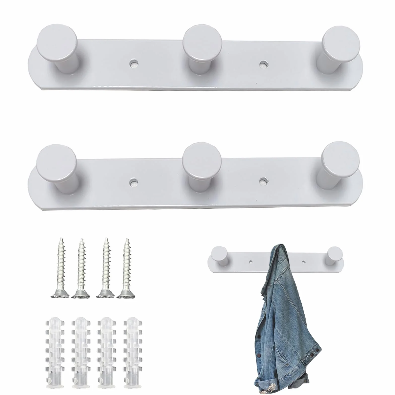 Appendiabiti Parete Bianco 3 Ganci Moderno Ingresso Bagno Camera Letto