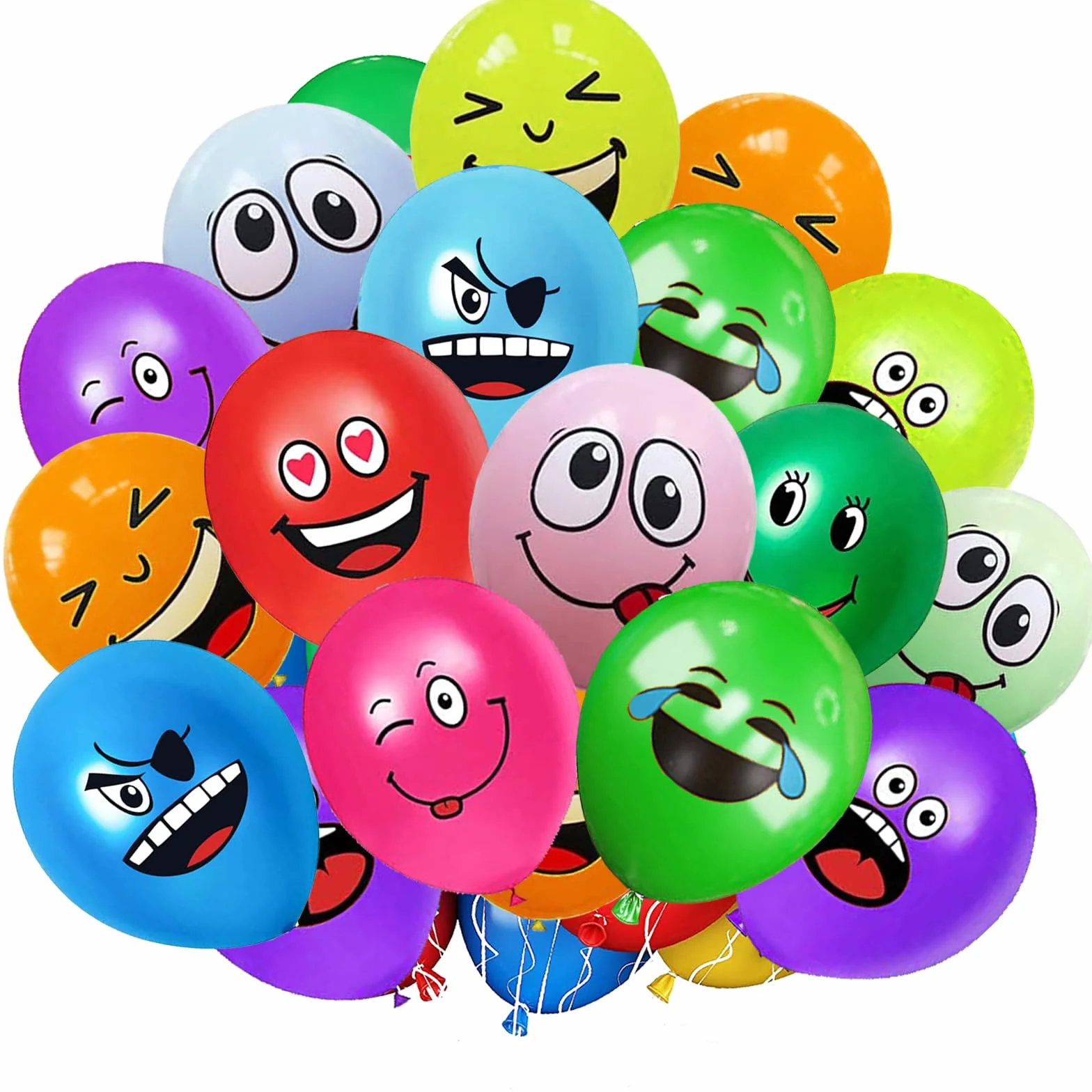 20/50/100/200 Pezzi Palloncini Smiley, 12 Pollici Emoji Lattice Palloncino Festa, Palloncini Colorati per Feste Anniversario San Valentino Compleanno Festa Battesimo Baby Shower Deco