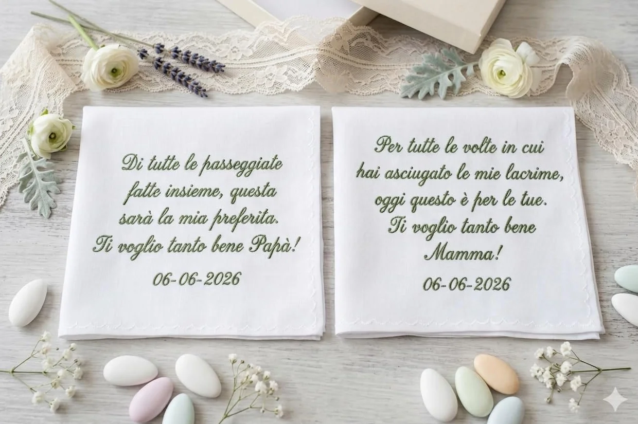 Crociedelizie fazzoletto ricamato in cotone o lino personalizzato con ricamo scatola regalo