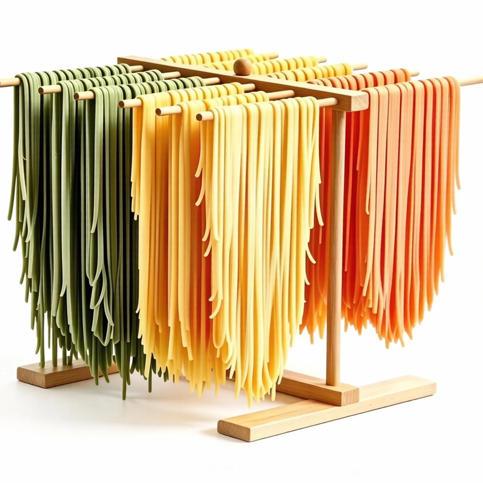 Stendino per Pasta, Stendino in Legno per Pasta Dotato di Asta di Trasferimento E 12 Aste per Stendere La Pasta, Grande capacità, Pieghevole, Ideale per La Pasta Fatta in Casa