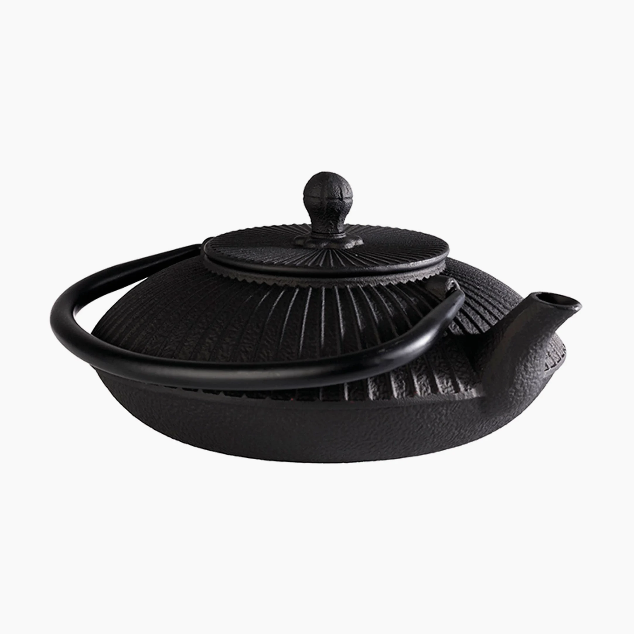 APS Teiera "ASIA", in ghisa, smaltata internamente, con colino da tè, ideale per 2-3 tazze, dimensioni: 18 x 19,5 cm, altezza: 15 cm, volume: 0,8 l (nero)