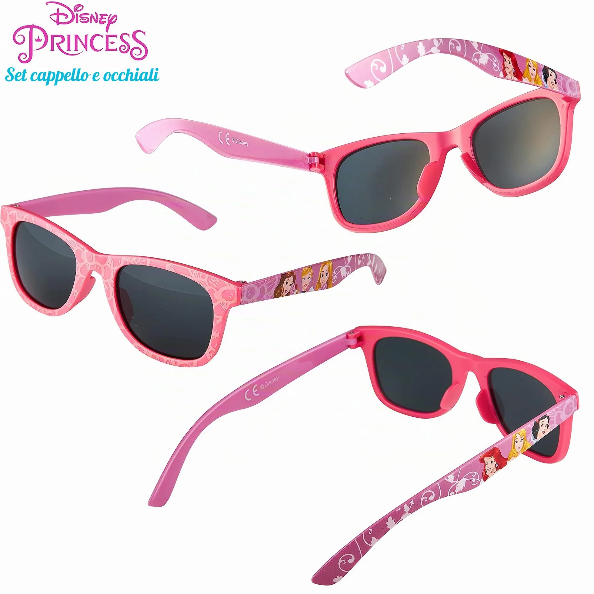 Disney Cappellino Bambina Visiera Estivo Occhiali da Sole Rosa Protezione UV