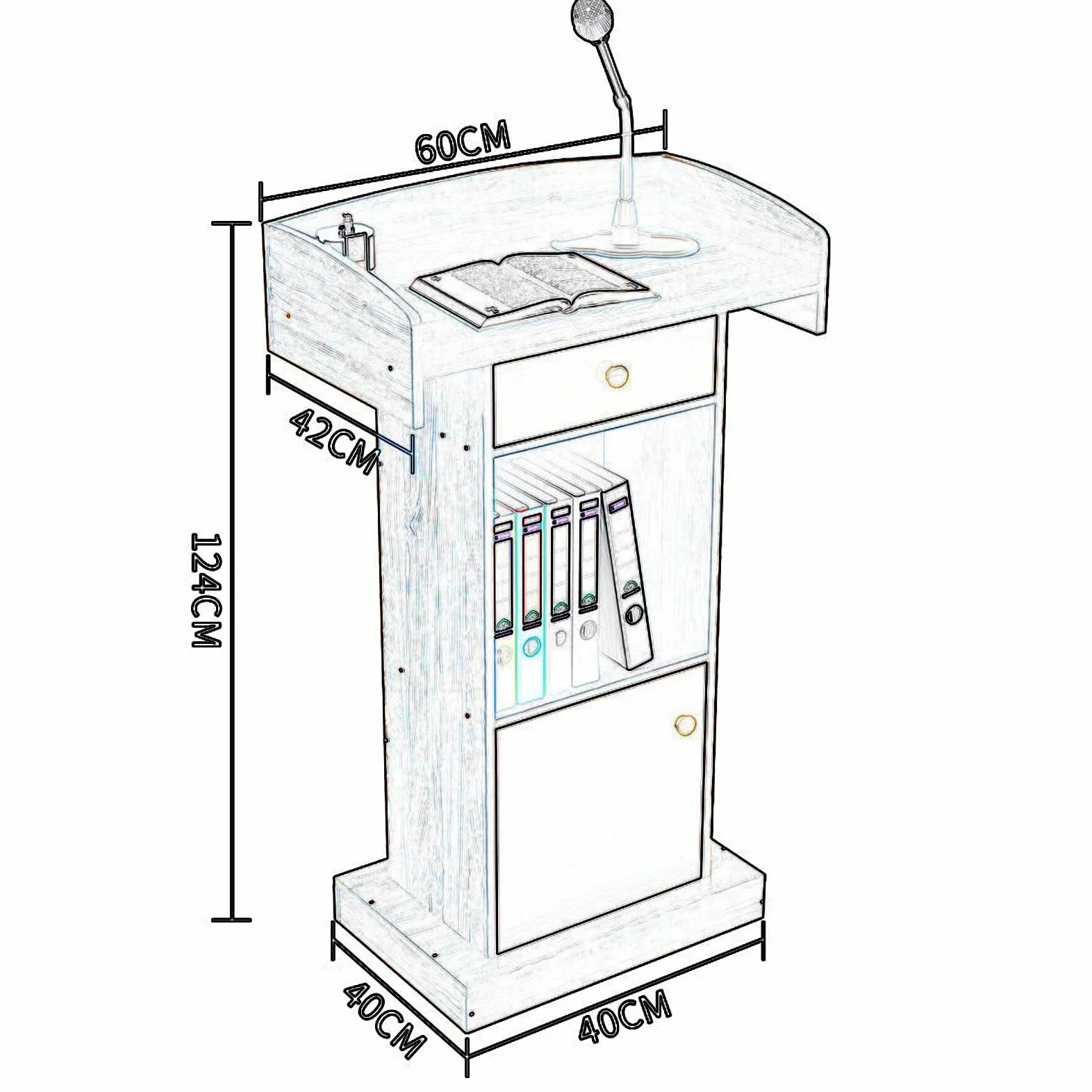Podio in Legno Leggio con Cassetto,pulpito per Conferenze Robusto E Durevole, Pulpiti da Chiesa Portatili Podio per Chiese, Aule, Seminari, caffè, Matrimoni (Color : White)