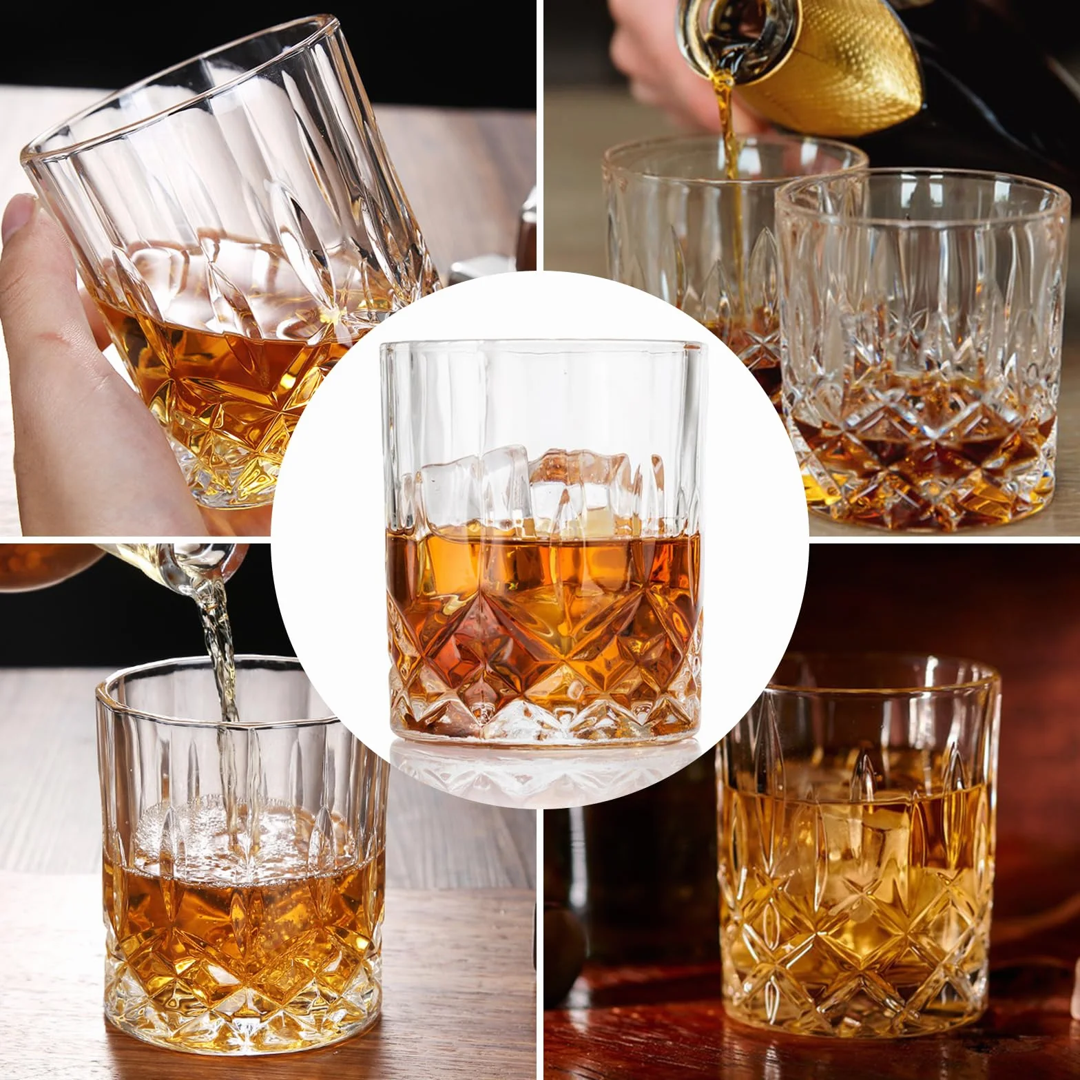 6 Pezzi Bicchieri da Whisky 330 ml Cristallo Senza Piombo per Cocktail Vetro Regalo