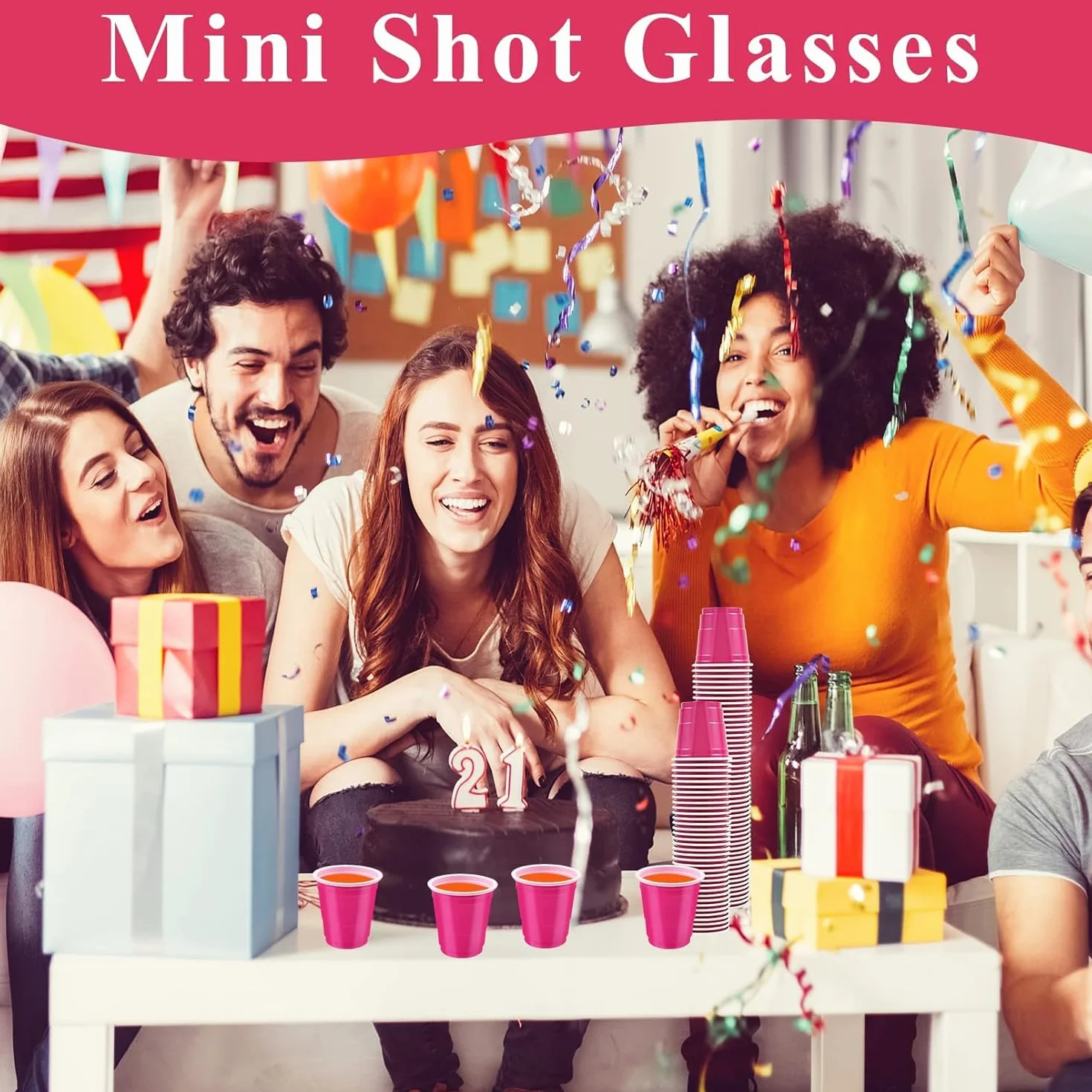 Bicchierini da shot in plastica usa e getta rosa 56,7 g 200 szt. na feste