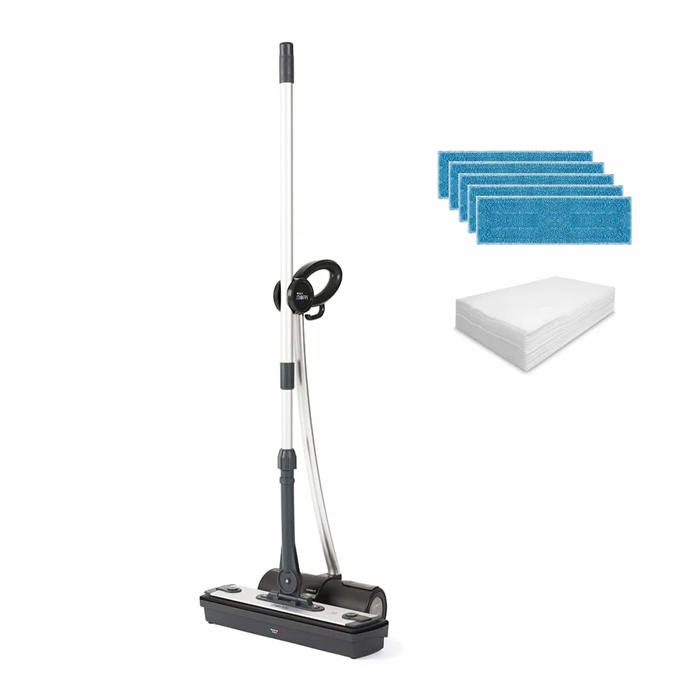 Polti Moppy Black Premium, Lavapavimenti a Vapore Senza Cavo, per tutti i Pavimenti e le Superfici Verticali Lavabili, Potenza 1500 W, Capacità Serbatoio 0,7 L, Extra Panni in Dotazione, Nero