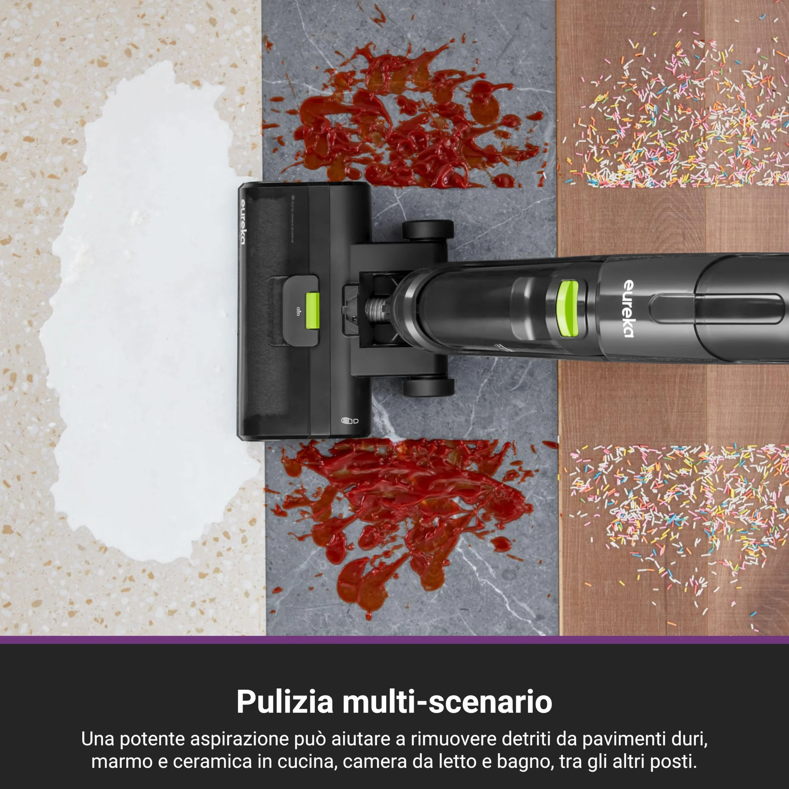 EUREKA NEW400 Lavapavimenti Senza Fili, Aspira e Lava in un Passaggio, 3,95kg Ultraleggero, Autopropulsione, 600ml+400ml Doppio Serbatoio, Batteria 2500mAh×6, Pavimento Asciutto 90%