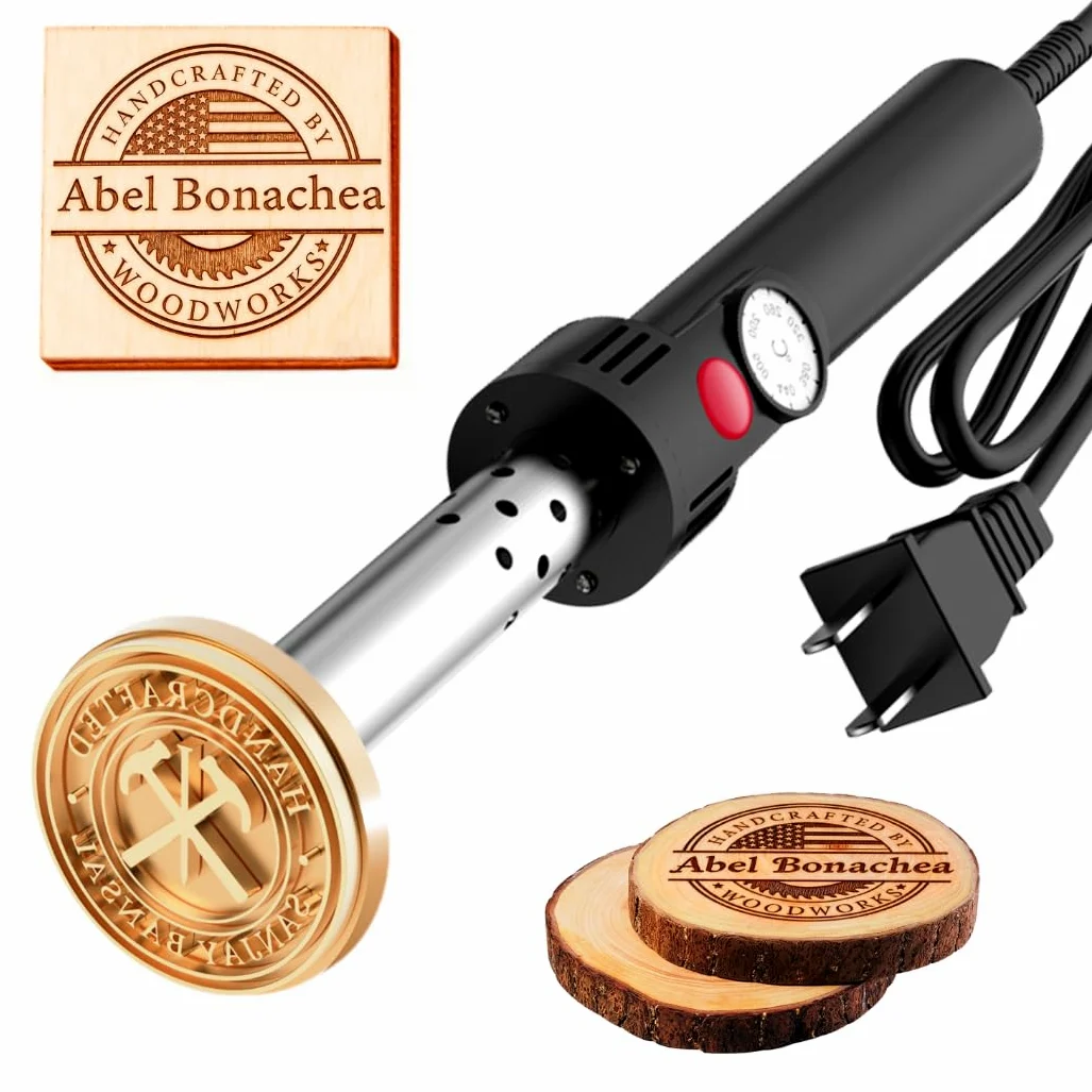 Ferro a fuoco elettrico per legno, ferro a legna personalizzato, timbro personalizzato per la lavorazione del legno con logo/testo, temperatura controllata, strumento per bruciare il legno fai da te