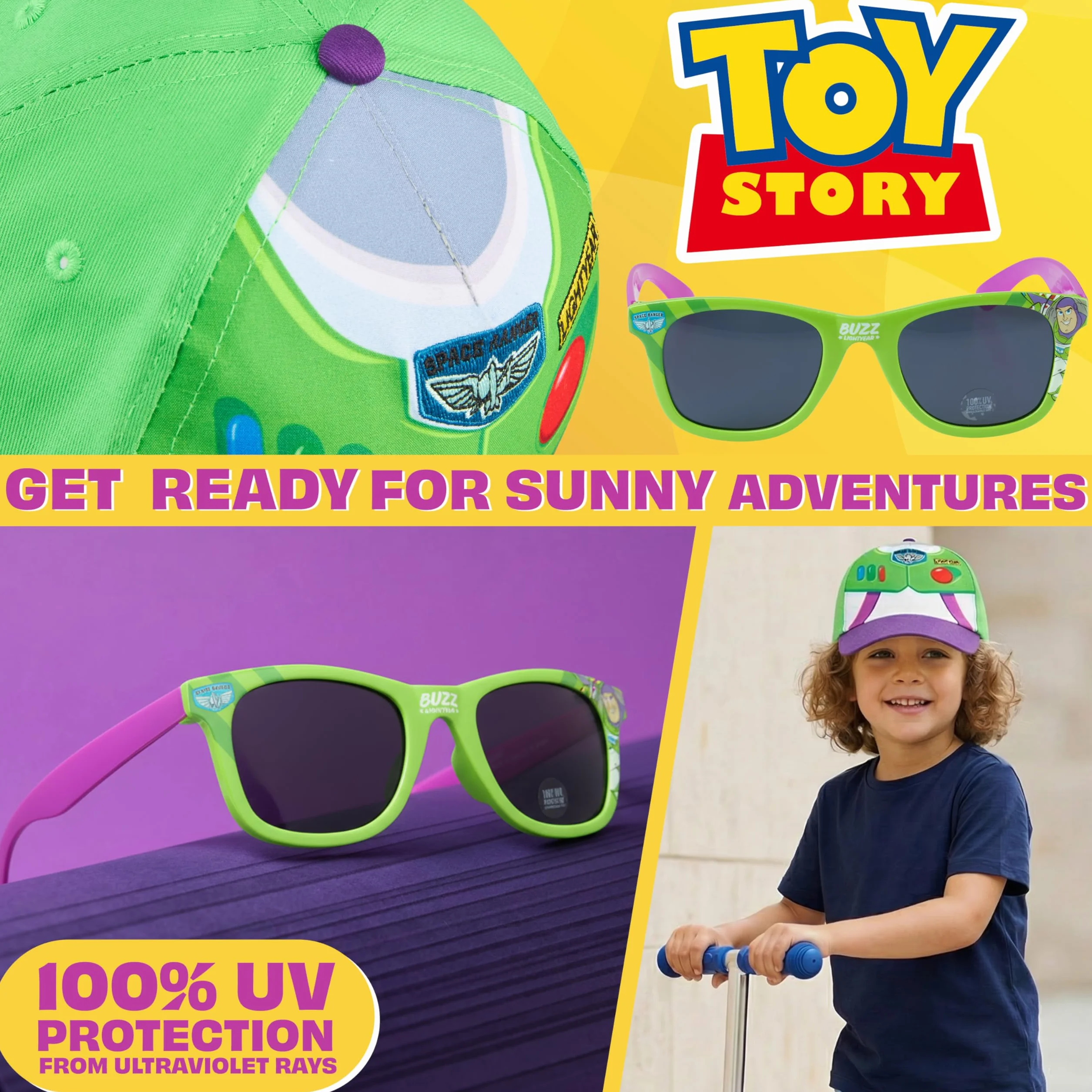 Disney Toy Story Sonic The Hedgehog Cappello Baseball Occhiali da Sole Bambino Set UV400