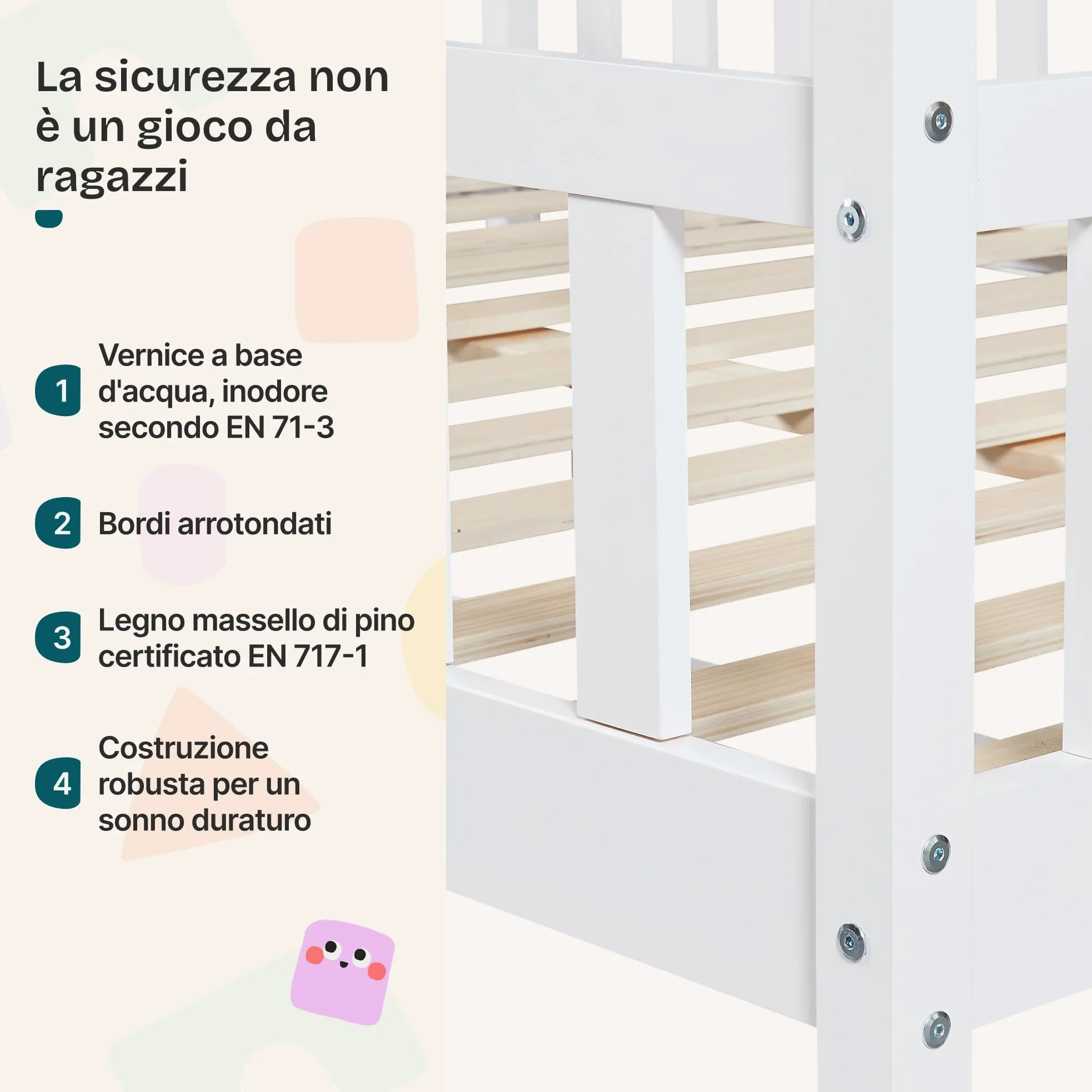 [en.casa] Letto Casetta per Cameretta Letto Piazza e Mezza per Bambini con Barriere di Protezione Struttura in Legno di Pino con Zona di Riposo 120x200 cm Bianco