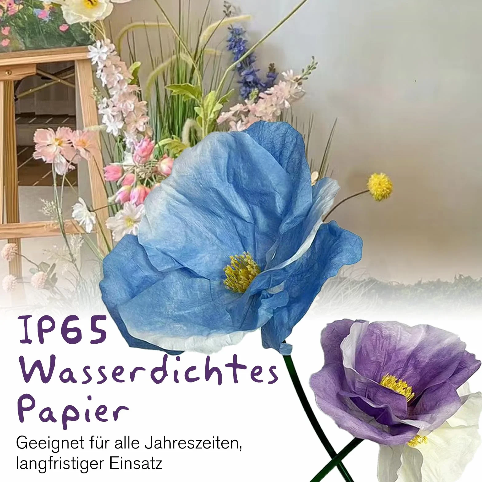lifemet Decorazione floreale blu viola giallo per festa