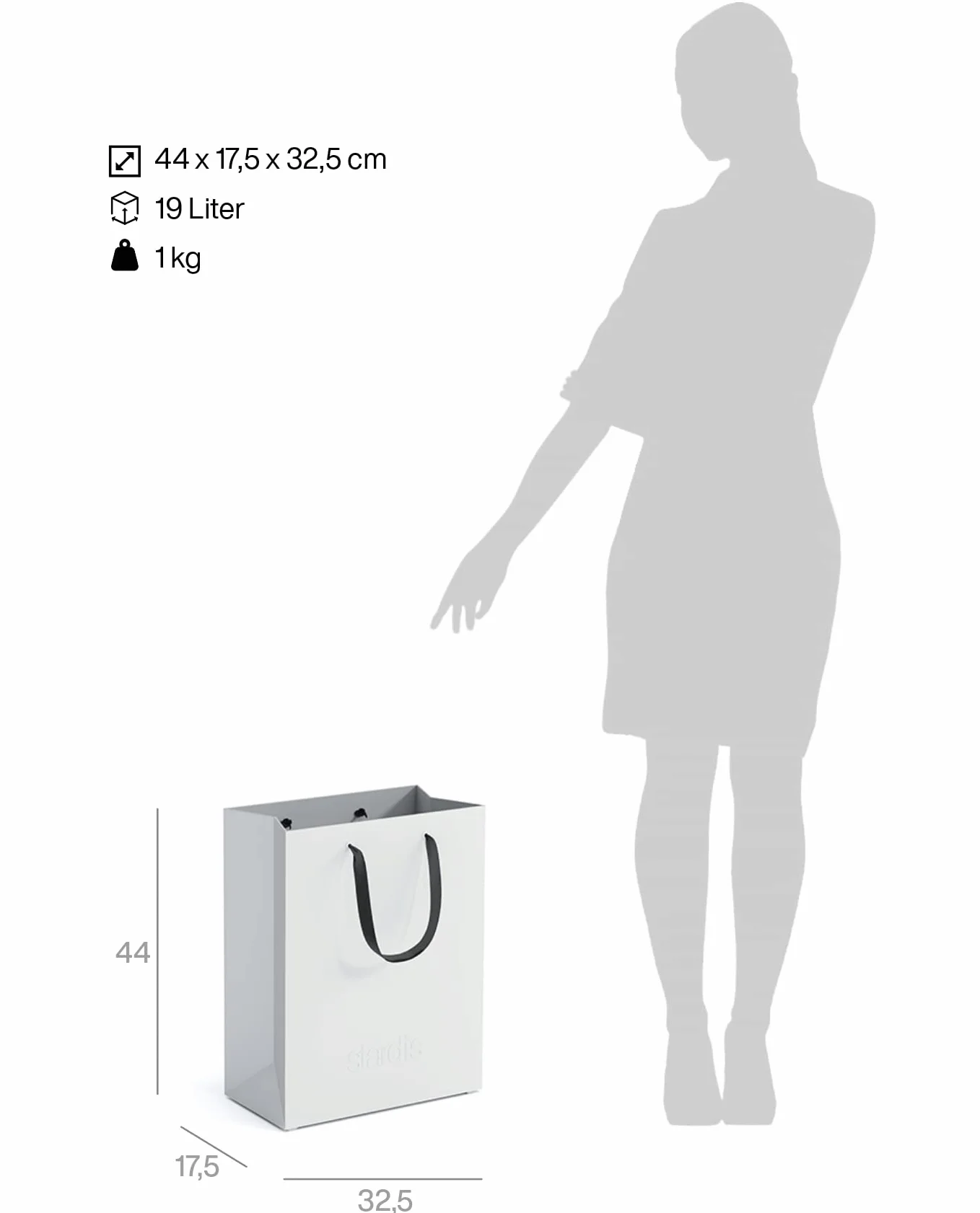 Design Quadrato Cestino per Carta e Rifiuti in Plastica Bianco Alpino con Maniglie