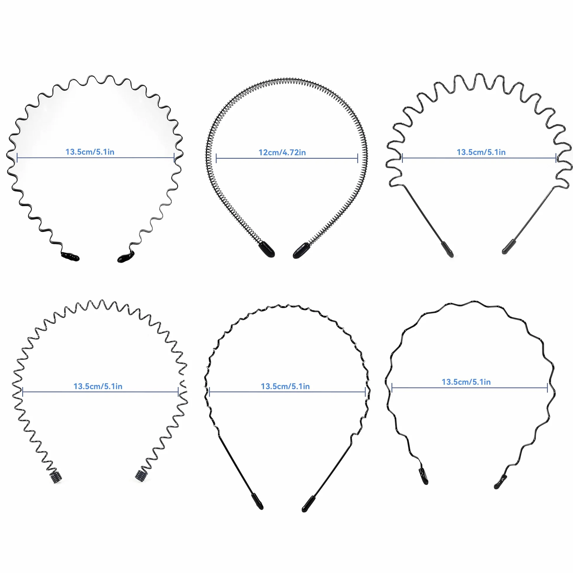 Elalove 6 Pezzi Cerchietti Capelli Metallo Onda Antiscivolo Sport Yoga