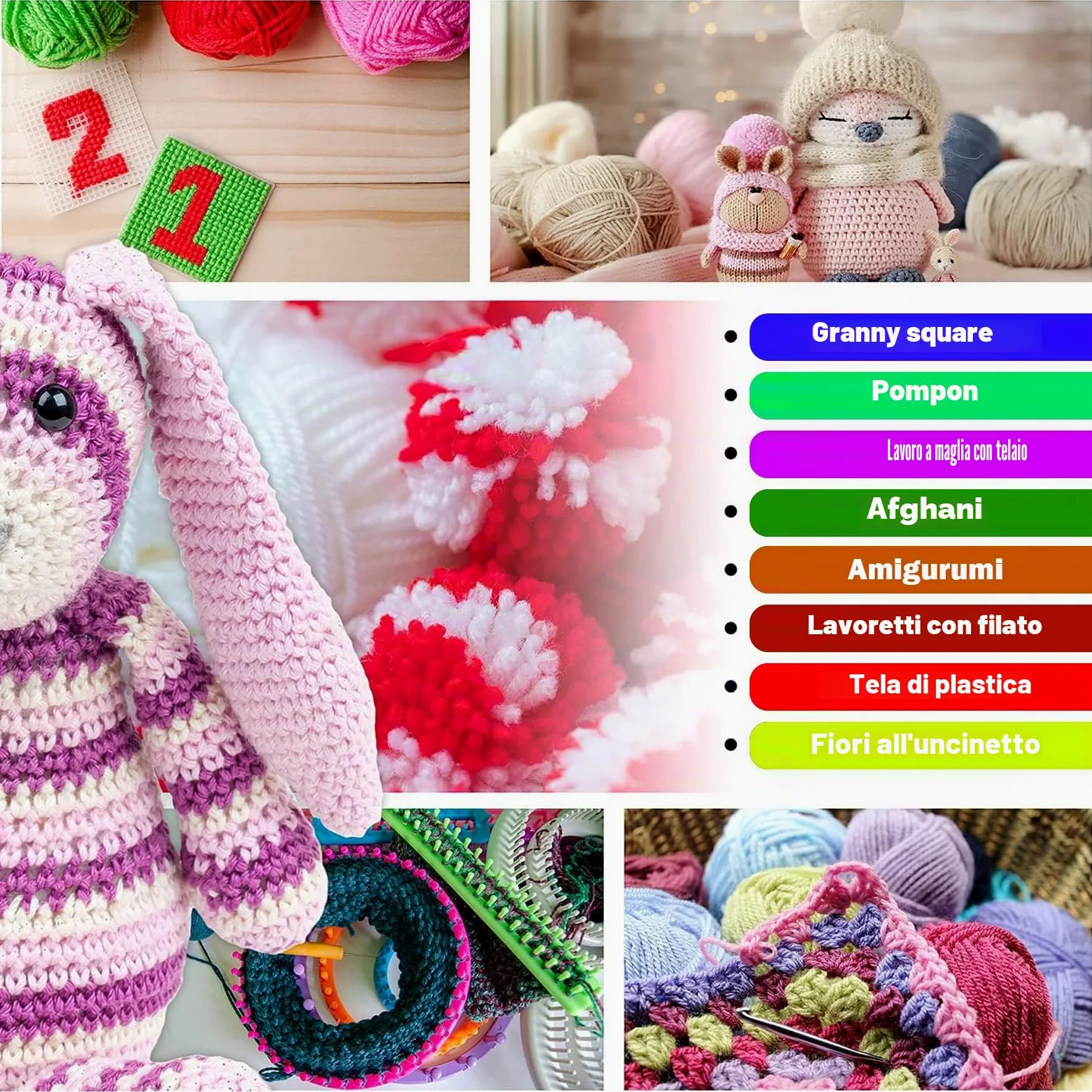 60 Colore Cotone per Uncinetto Filo Filato Crochet Yarn, 60 x 15g Filato Acrilica Lana di Cotone Colorata per Uncinetto Maglieria Crochet Artigianato Fai da Te