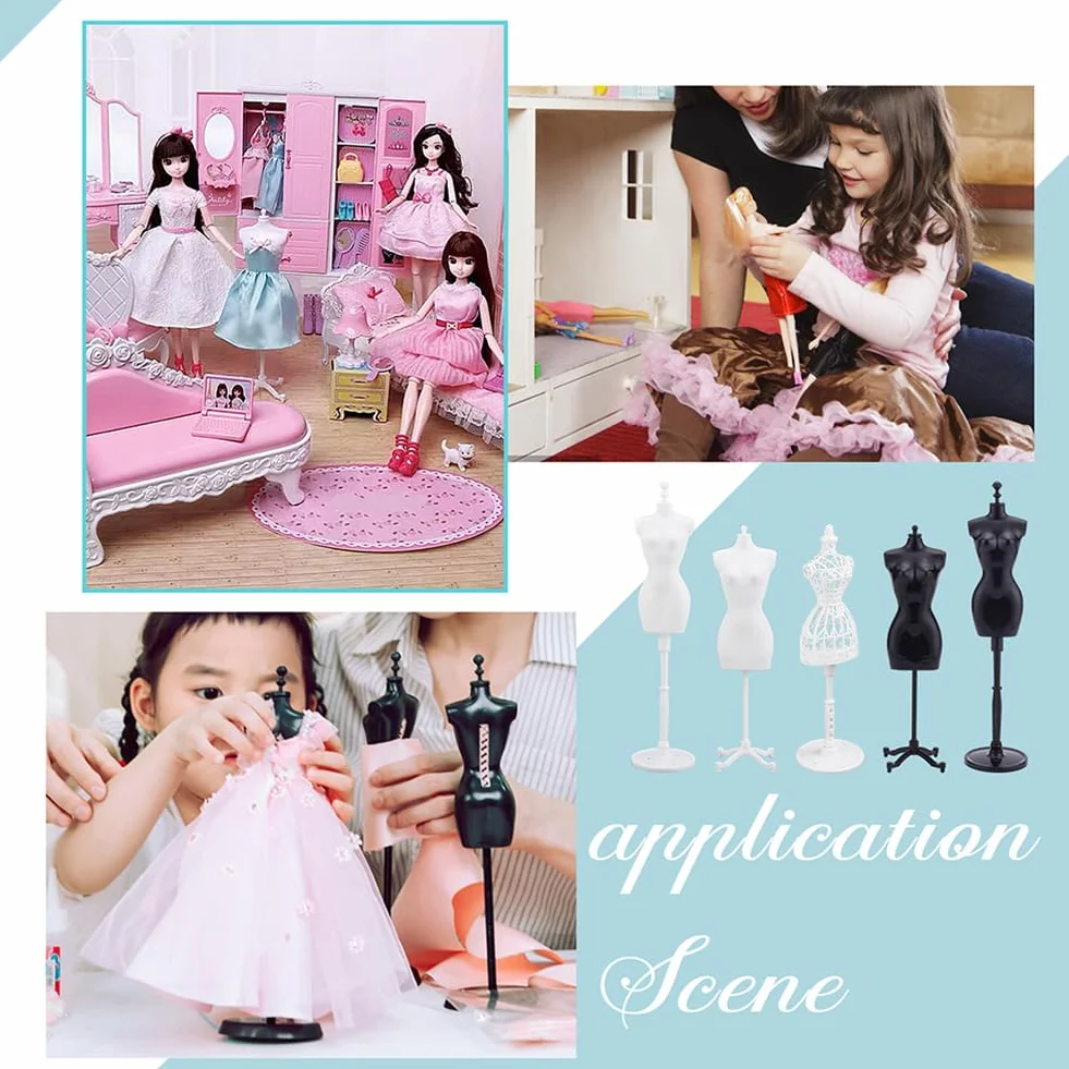 NBEADS 5 Set Mini Manichino Display Modello, Supporto Plastica Mannequin Holder Dress Form per Abiti Fai Da Te
