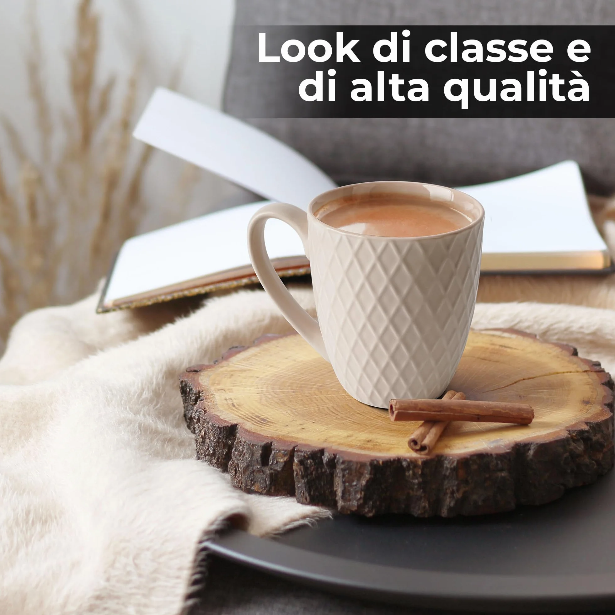 MIAMIO Palmanova Set di tazze da caffè in ceramica 400 ml Beige