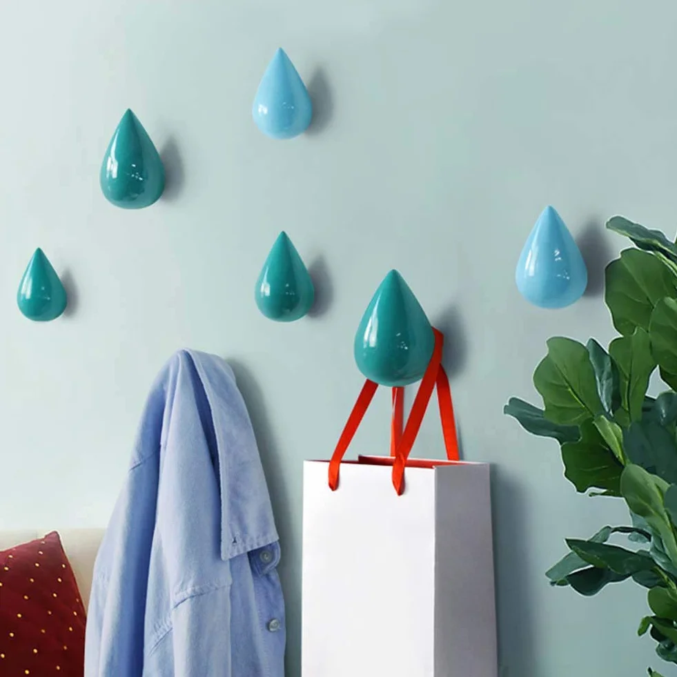 Ganci Appendiabiti a Goccia d'Acqua Decorazione Moderna 2 Pezzi per Cappelli Giacche Sciarpe