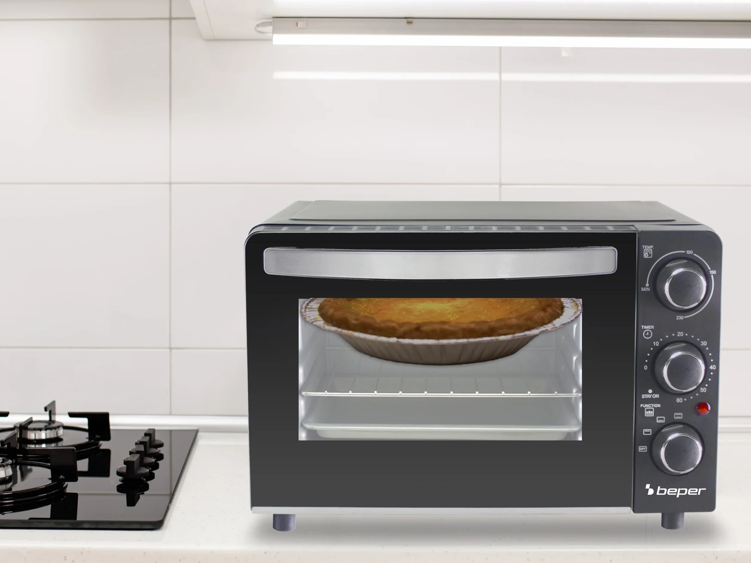 BEPER P101FOR020 Forno Elettrico Compatto 1300W Timer 60 Minuti 3 Modalità Cottura Nero