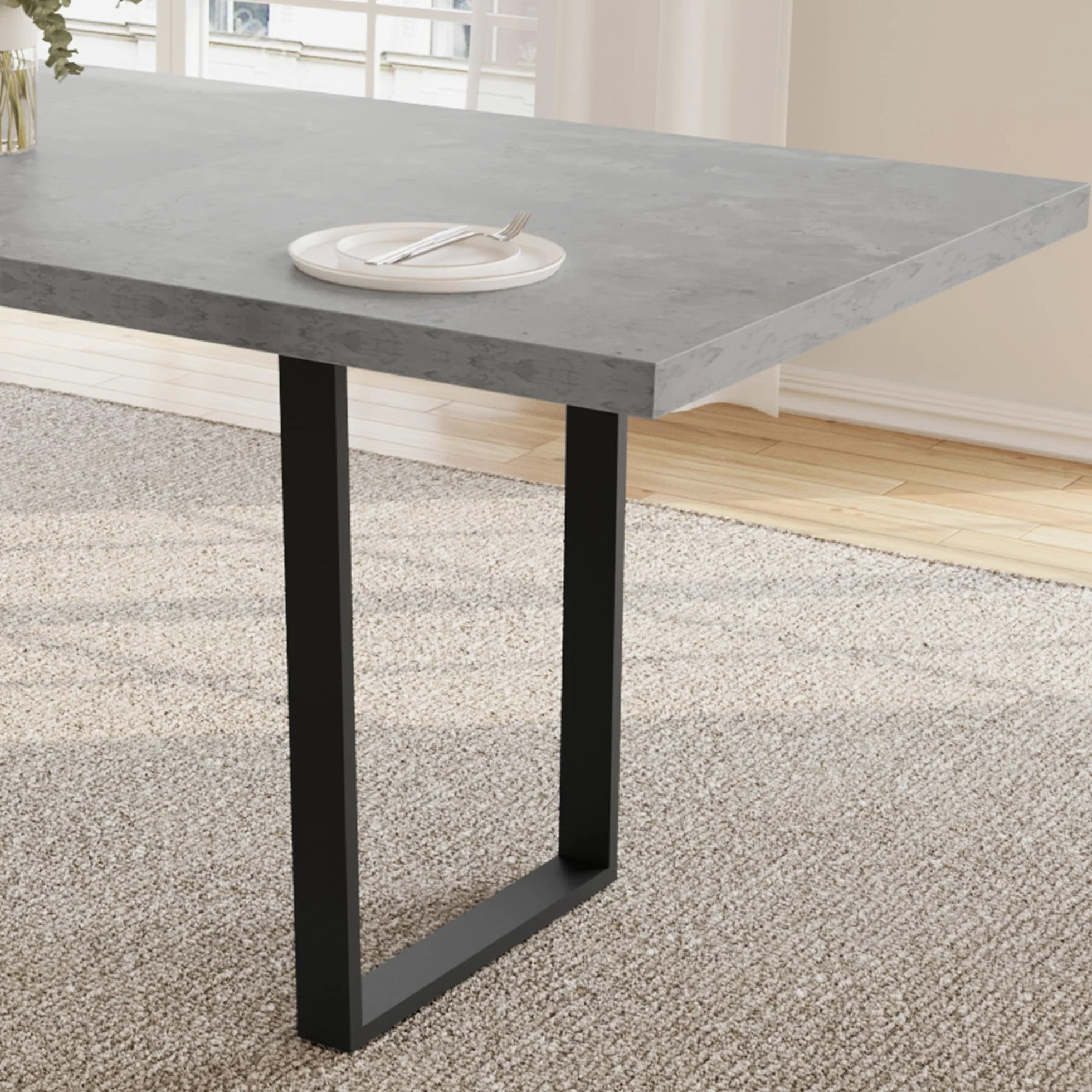 JIEXI Tavolo da pranzo allungabile 4-6 posti, tavolo da pranzo allungabile e sedie, materiale MDF moderno, adatto per soggiorno, cucina, lunghezza 130-170 cm