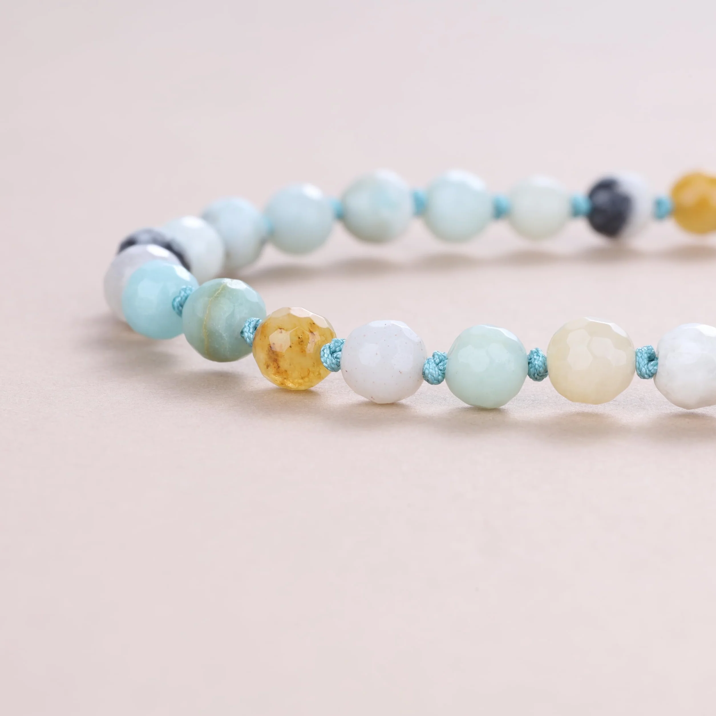 COAI Collana Mala Buddista 108 Perle di Pietre Naturali Annodate a Mano con Ciondolo in Acciaio Inox