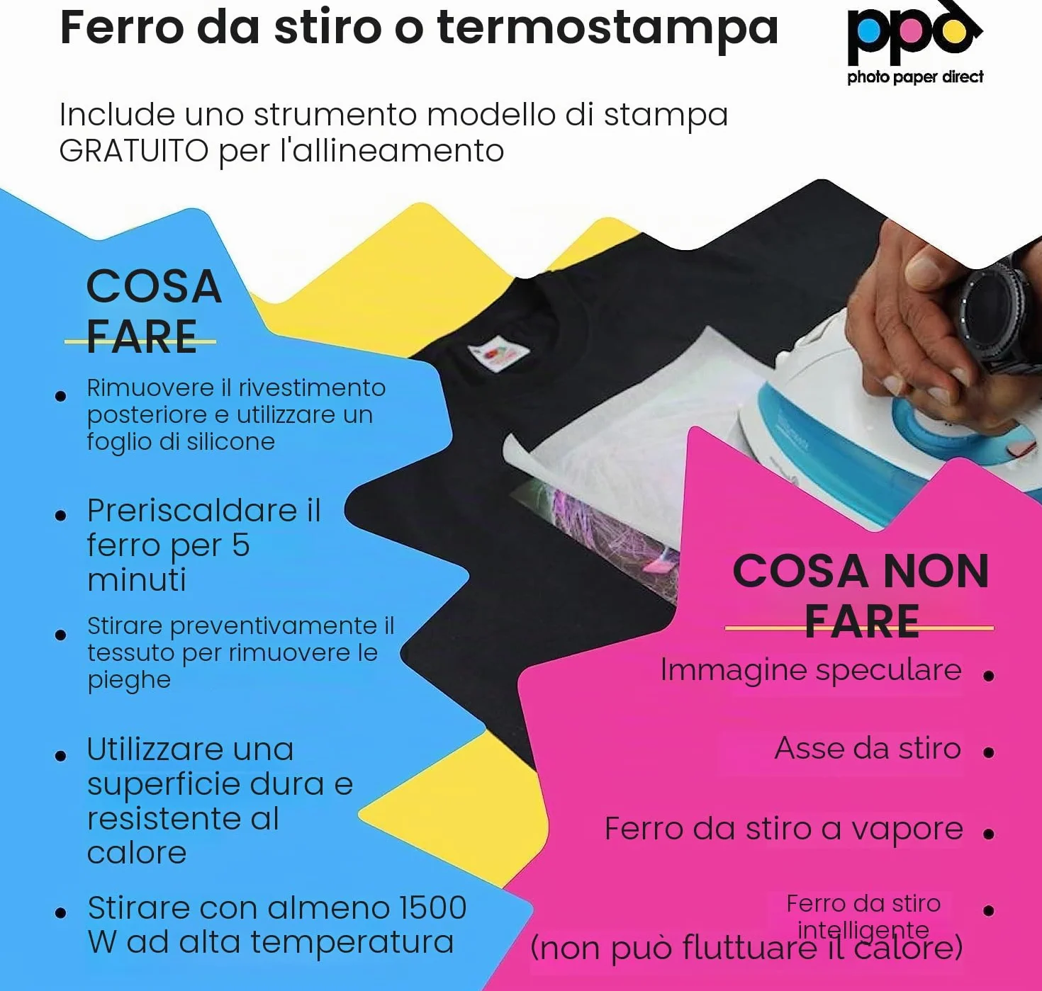 PPD A4 10 Fogli Di Carta Trasferibile Termoadesiva Professionale Inkjet - Tessuti Scuri - PPD-4-10
