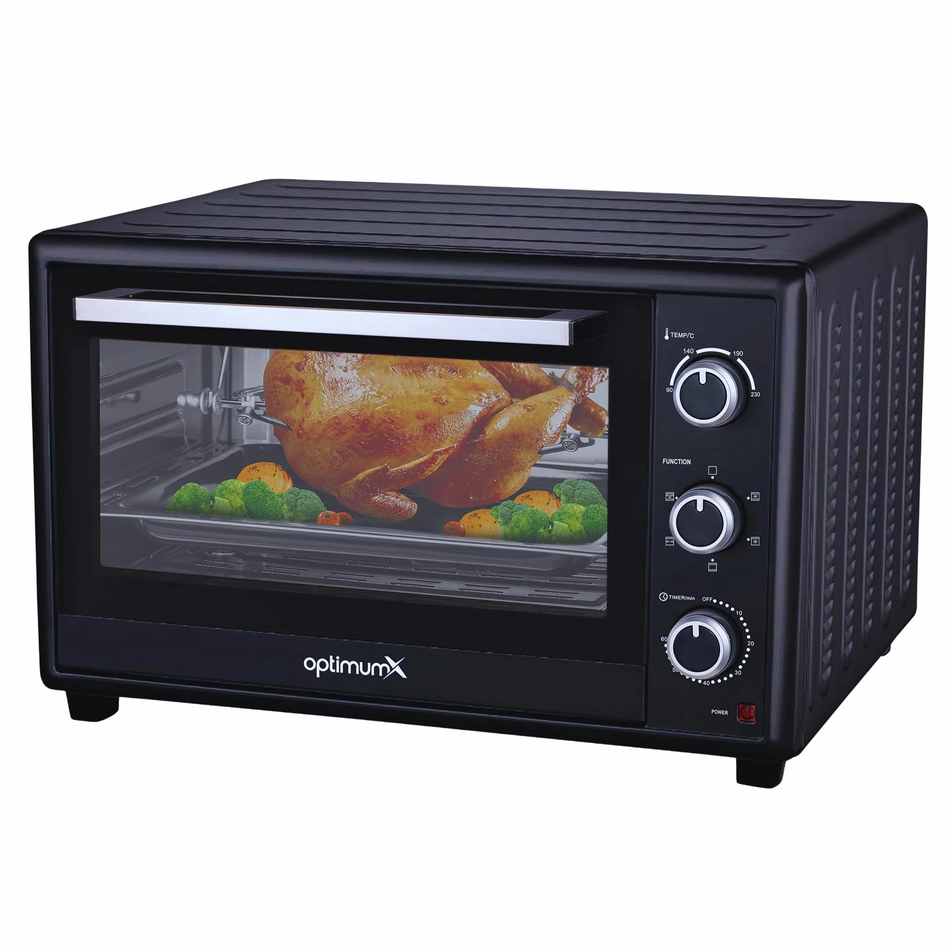 OptimumX Forno Elettrico 60L Ventilato 2200W Girarrosto Nero