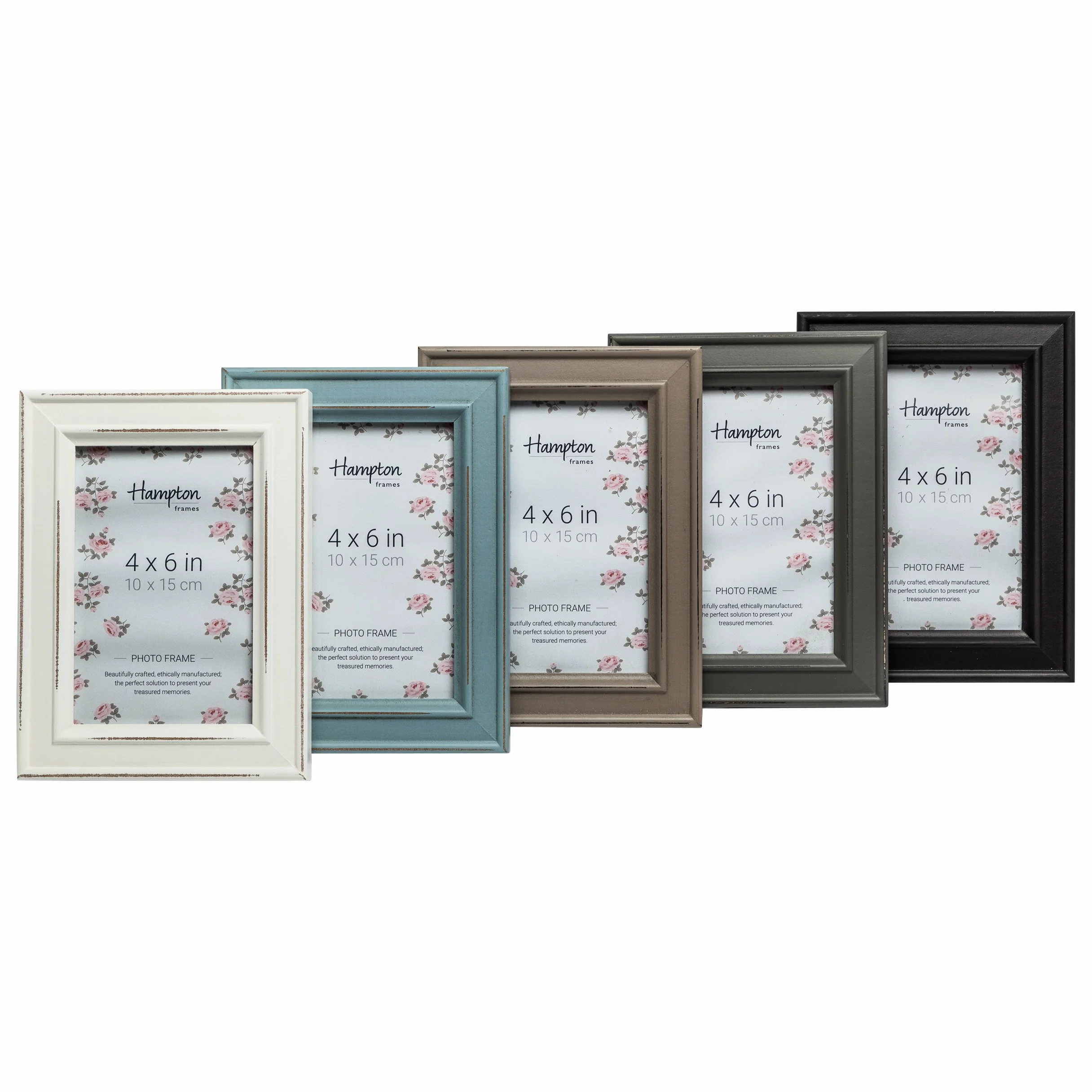 Hampton Frames | Cornice Portafoto PALOMA PAL301946B | 10x15 cm azzurro, legno effetto invecchiato | Vetro, da tavolo o parete | Design shabby chic casa