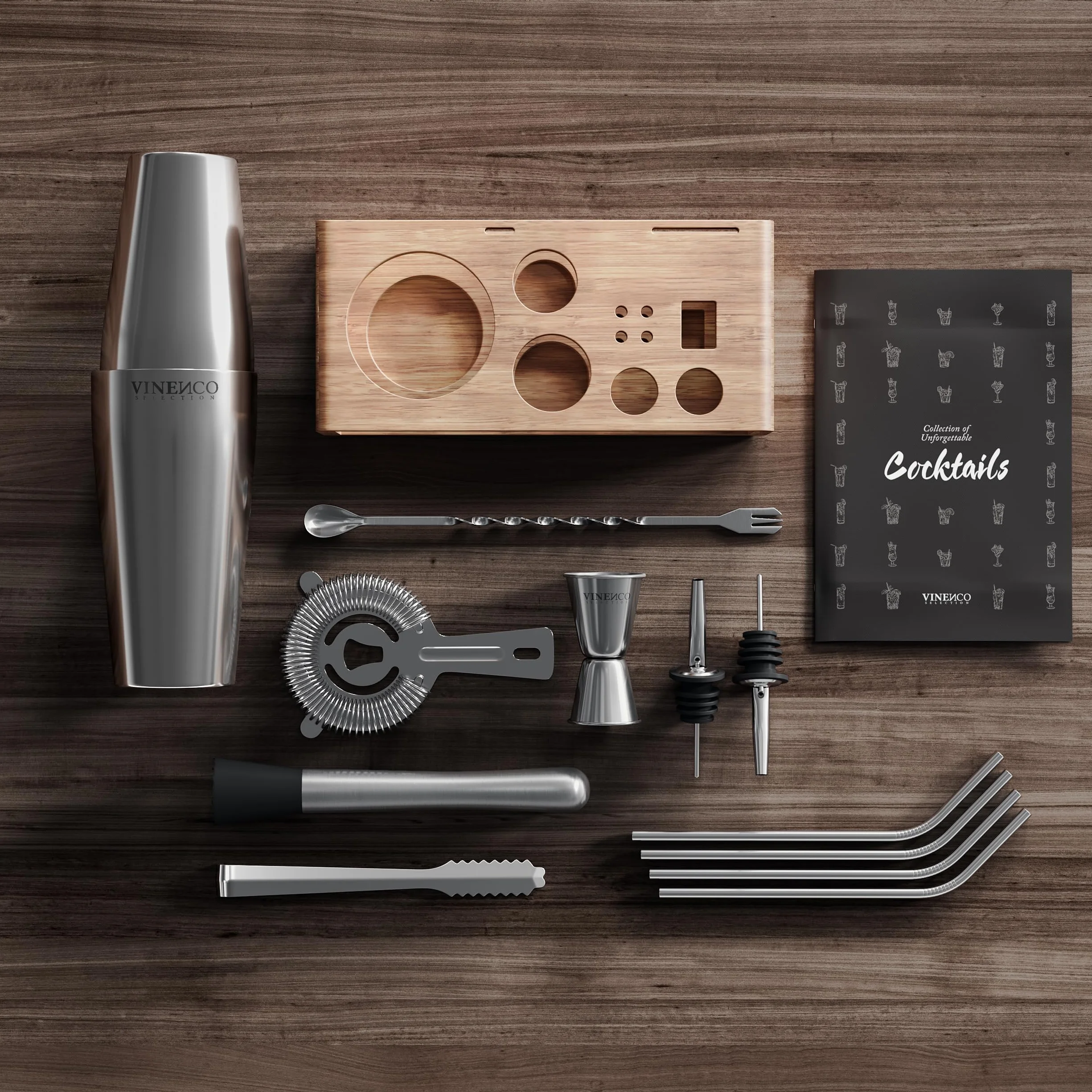 Professionale Boston Shaker Cocktail Set con Soporte Acciaio Premium per Mojito Martini Gin Long Drink