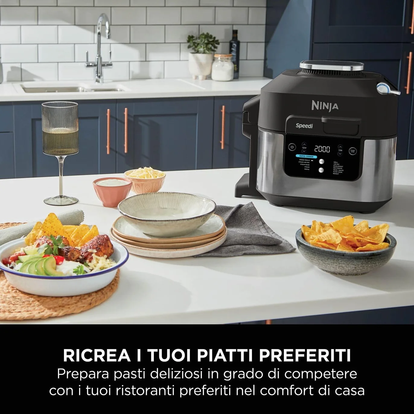 Ninja Speedi Pentola Elettrica Rapida 10 in 1 Friggitrice ad Aria 5,7L Nero ON500EU